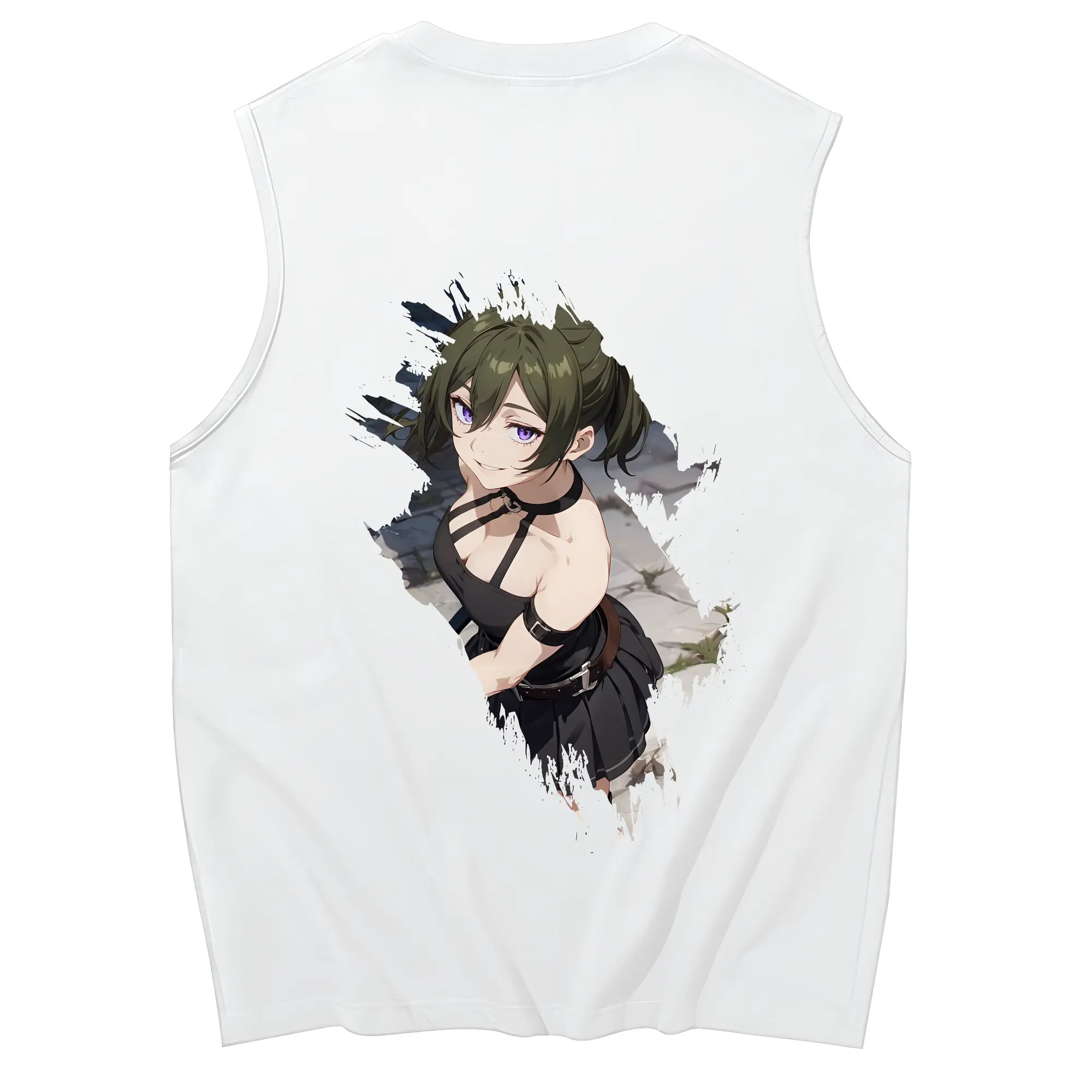 葬送のフリーレン（Frieren） グッズ,ユーベル（Übel） - コットン100％ タンクトップ ・ 背面プリント ・ タイトシルエット ・ 快適 通気性 ・ スポーツ カジュアル 散歩用