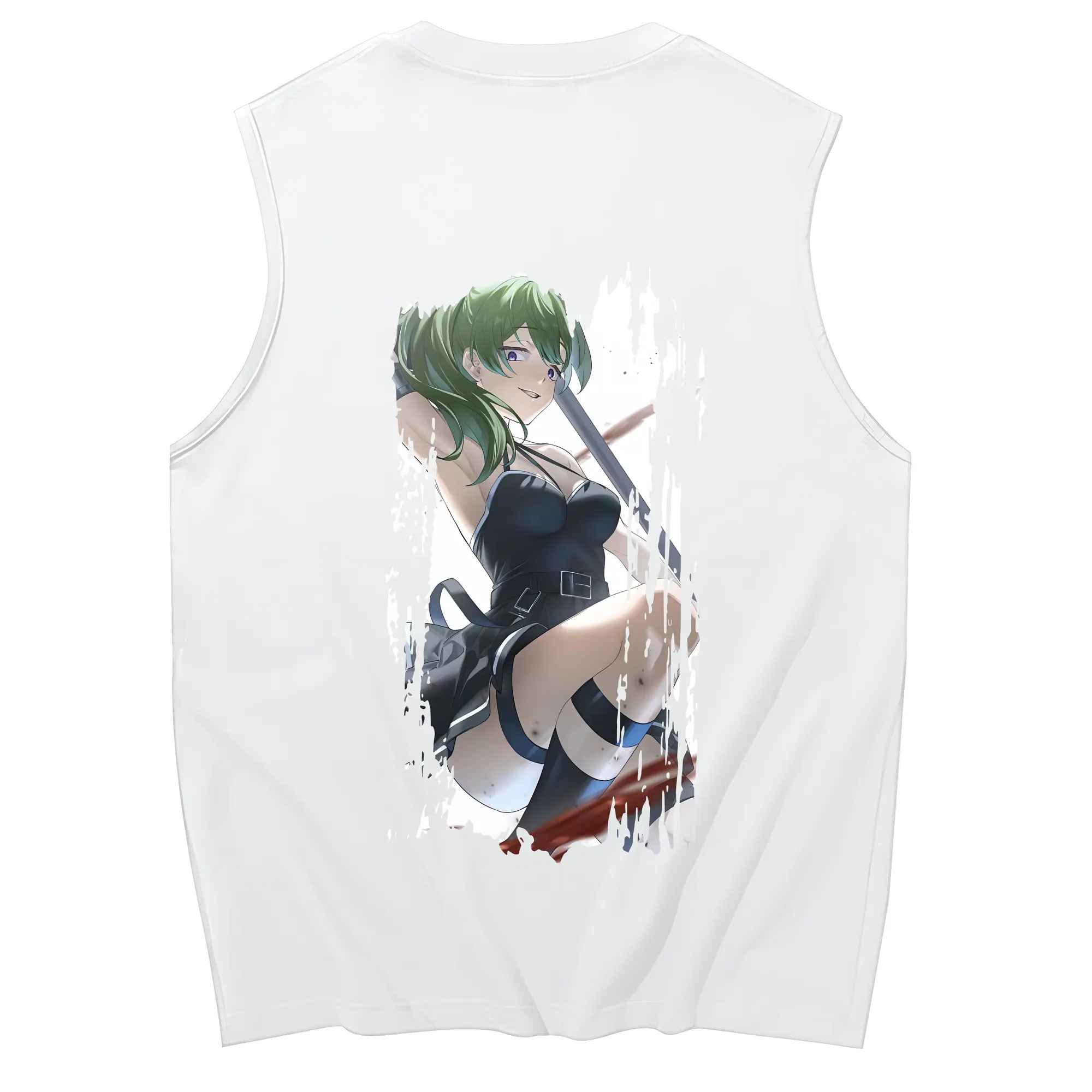 葬送のフリーレン（Frieren） グッズ,ユーベル（Übel） - コットン100％ タンクトップ ・ 背面プリント ・ タイトシルエット ・ 快適 通気性 ・ スポーツ カジュアル 散歩用