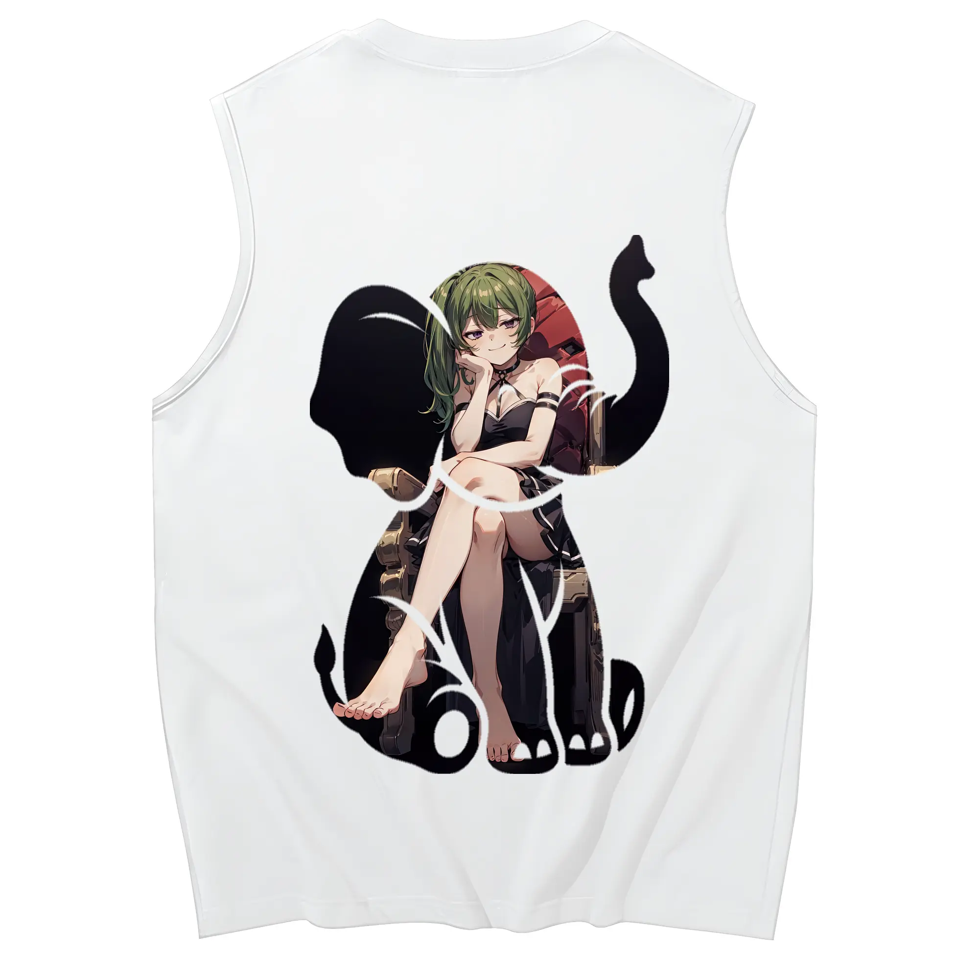 葬送のフリーレン（Frieren） グッズ,ユーベル（Übel） - コットン100％ タンクトップ ・ 背面プリント ・ タイトシルエット ・ 快適 通気性 ・ スポーツ カジュアル 散歩用