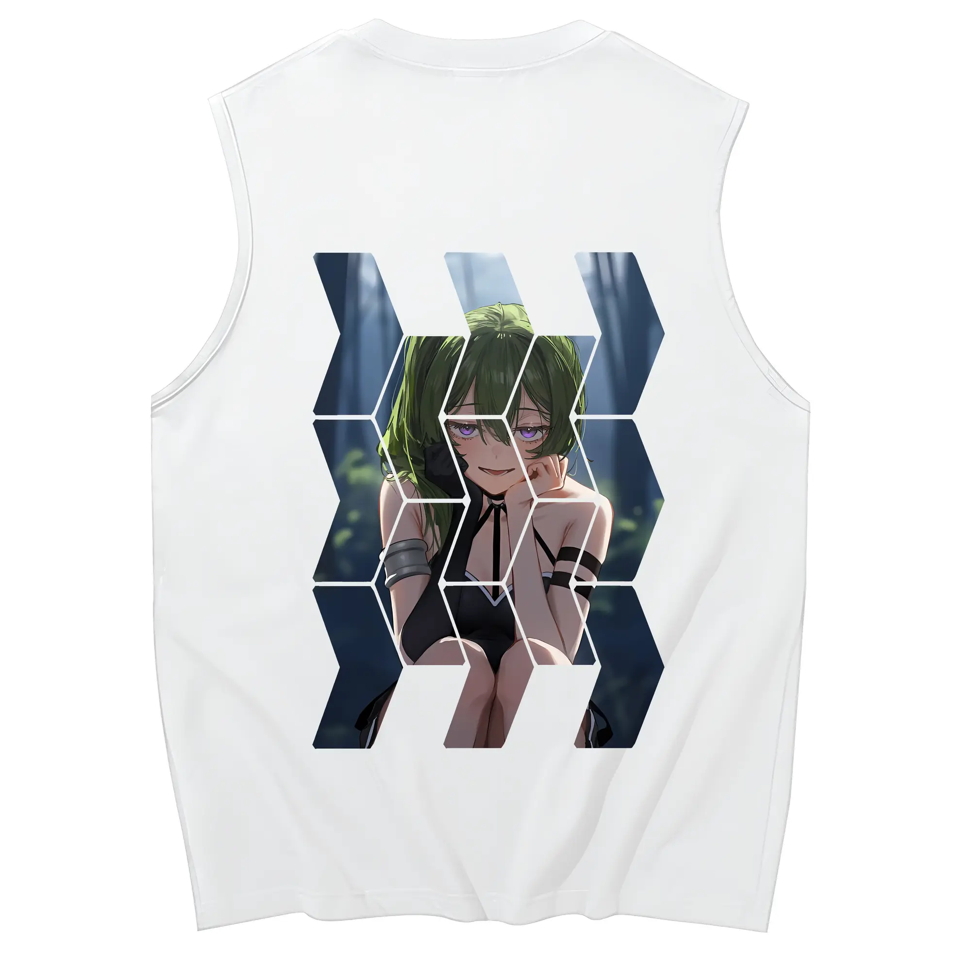 葬送のフリーレン（Frieren） グッズ,ユーベル（Übel） - コットン100％ タンクトップ ・ 背面プリント ・ タイトシルエット ・ 快適 通気性 ・ スポーツ カジュアル 散歩用