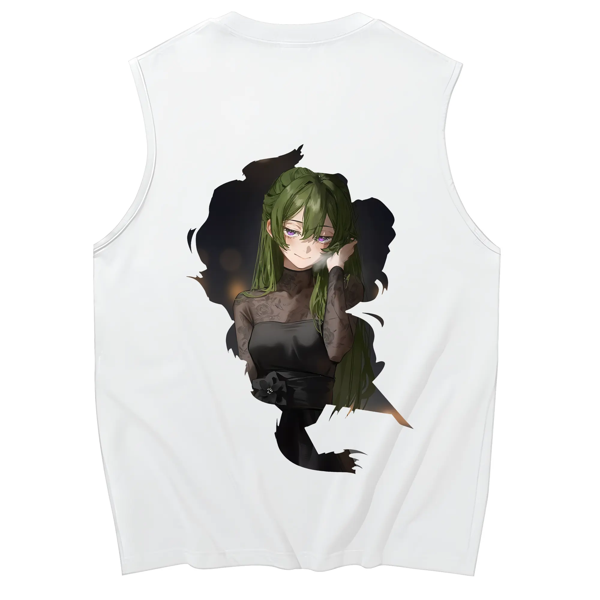 葬送のフリーレン（Frieren） グッズ,ユーベル（Übel） - コットン100％ タンクトップ ・ 背面プリント ・ タイトシルエット ・ 快適 通気性 ・ スポーツ カジュアル 散歩用