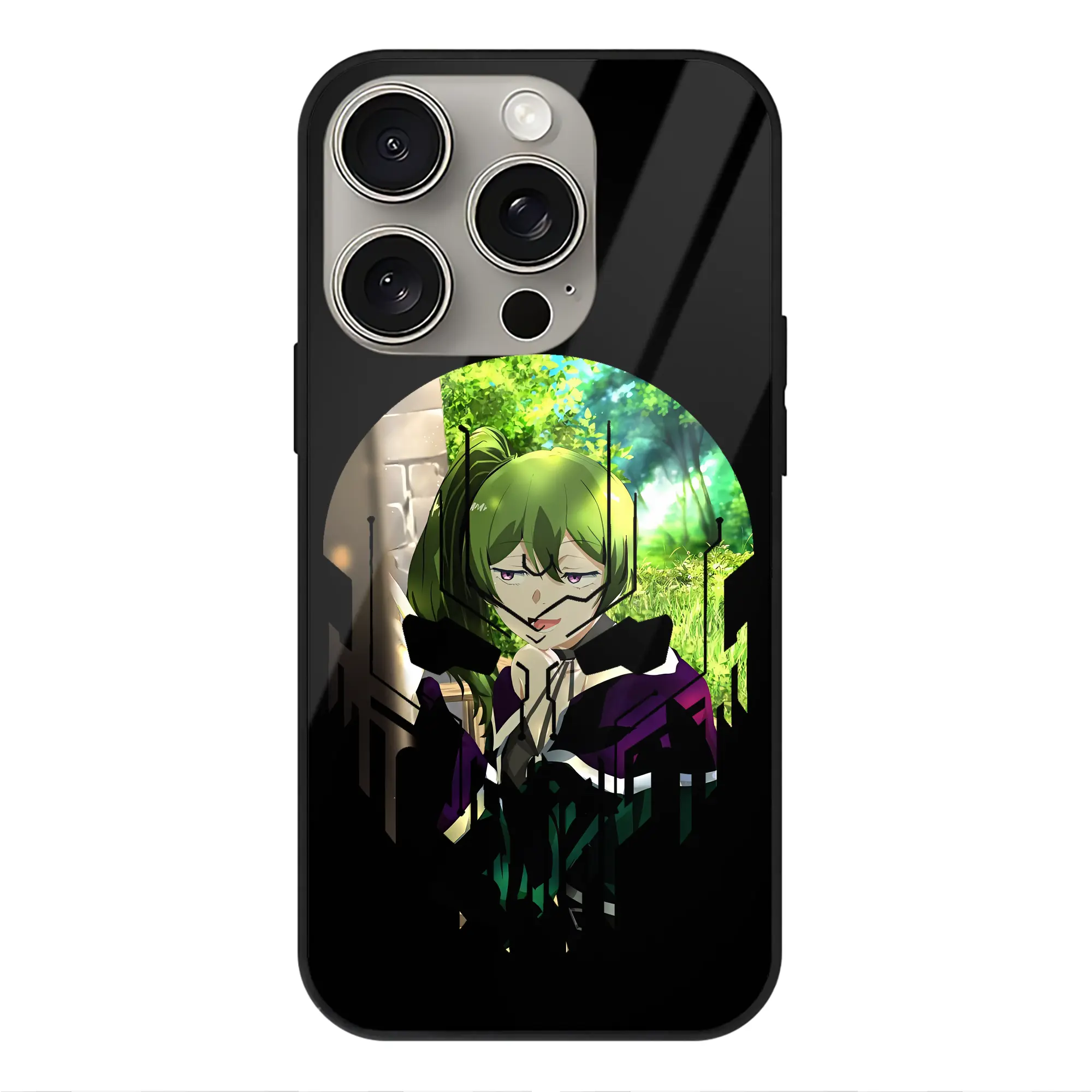 葬送のフリーレン（Frieren） グッズ,ユーベル（Übel） - IPhone15Pro対応 ・ スマホケース ・ 背面ガラス ・ TPU+強化ガラス ・ 耐衝撃 ・ 黄変防止 ・ ワイヤレス充電対応 ・ 3D立体ボタン