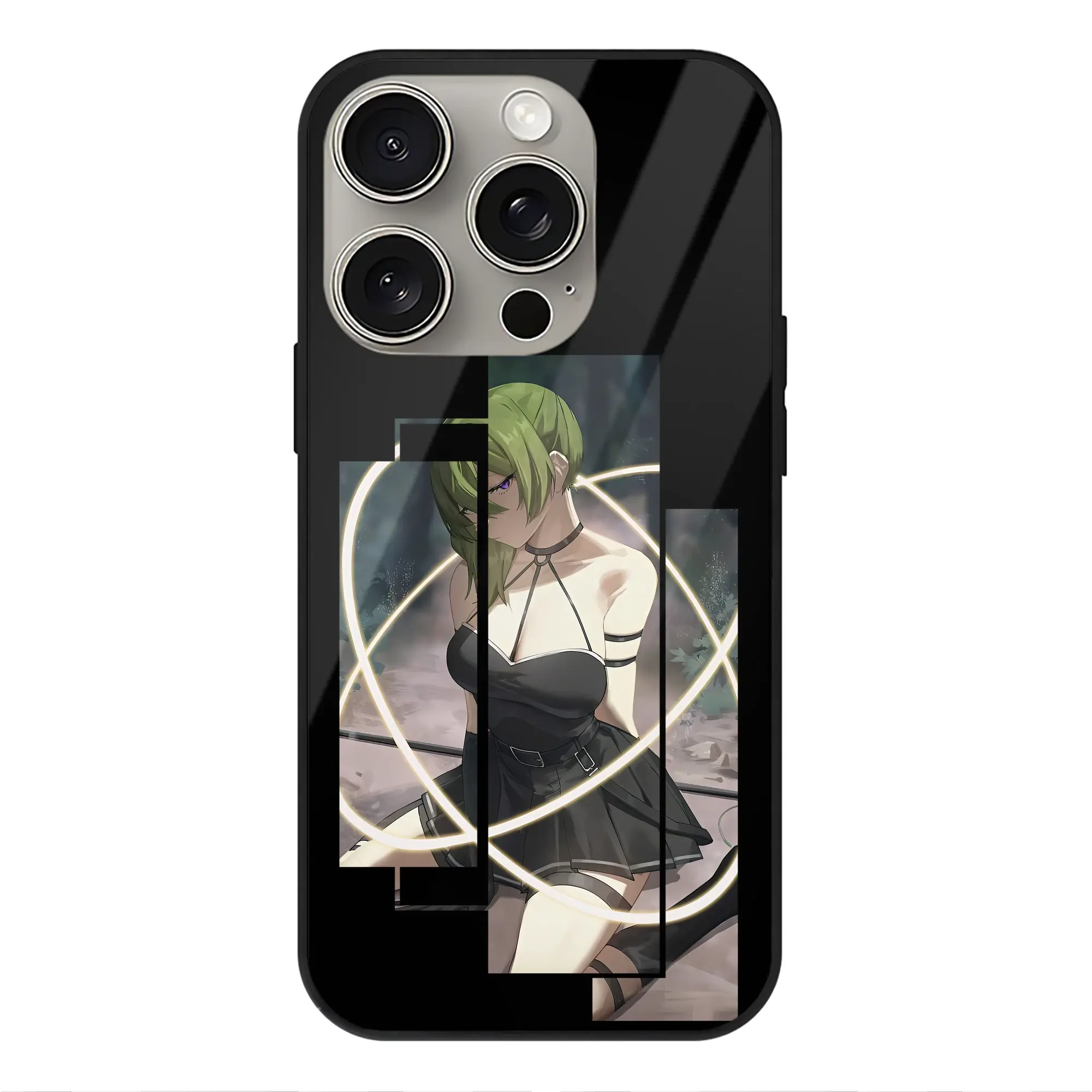 葬送のフリーレン（Frieren） グッズ,ユーベル（Übel） - IPhone15Pro対応 ・ スマホケース ・ 背面ガラス ・ TPU+強化ガラス ・ 耐衝撃 ・ 黄変防止 ・ ワイヤレス充電対応 ・ 3D立体ボタン