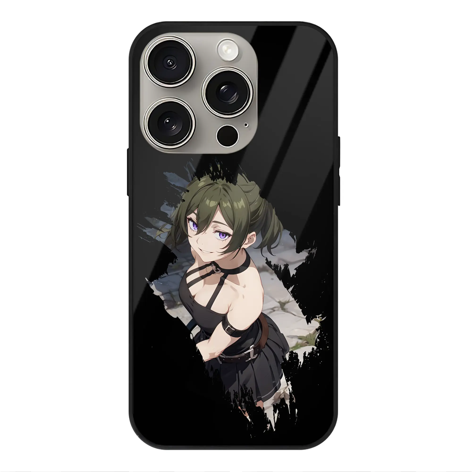 葬送のフリーレン（Frieren） グッズ,ユーベル（Übel） - IPhone15Pro対応 ・ スマホケース ・ 背面ガラス ・ TPU+強化ガラス ・ 耐衝撃 ・ 黄変防止 ・ ワイヤレス充電対応 ・ 3D立体ボタン