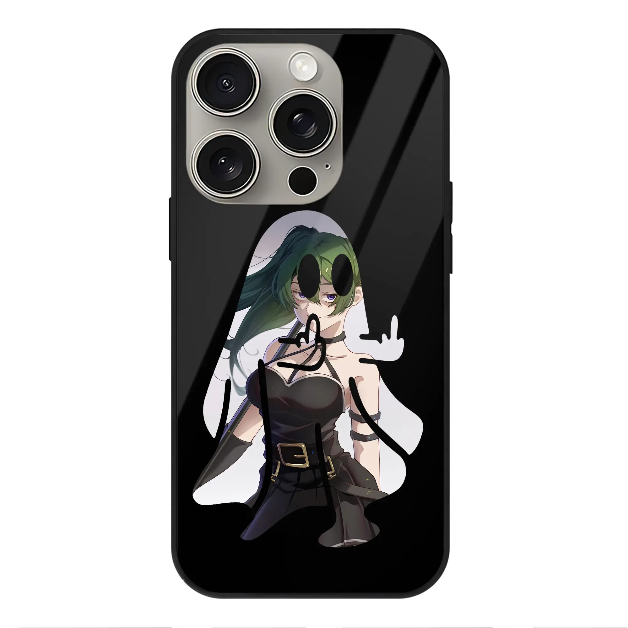 葬送のフリーレン（Frieren） グッズ,ユーベル（Übel） - IPhone15Pro対応 ・ スマホケース ・ 背面ガラス ・ TPU+強化ガラス ・ 耐衝撃 ・ 黄変防止 ・ ワイヤレス充電対応 ・ 3D立体ボタン