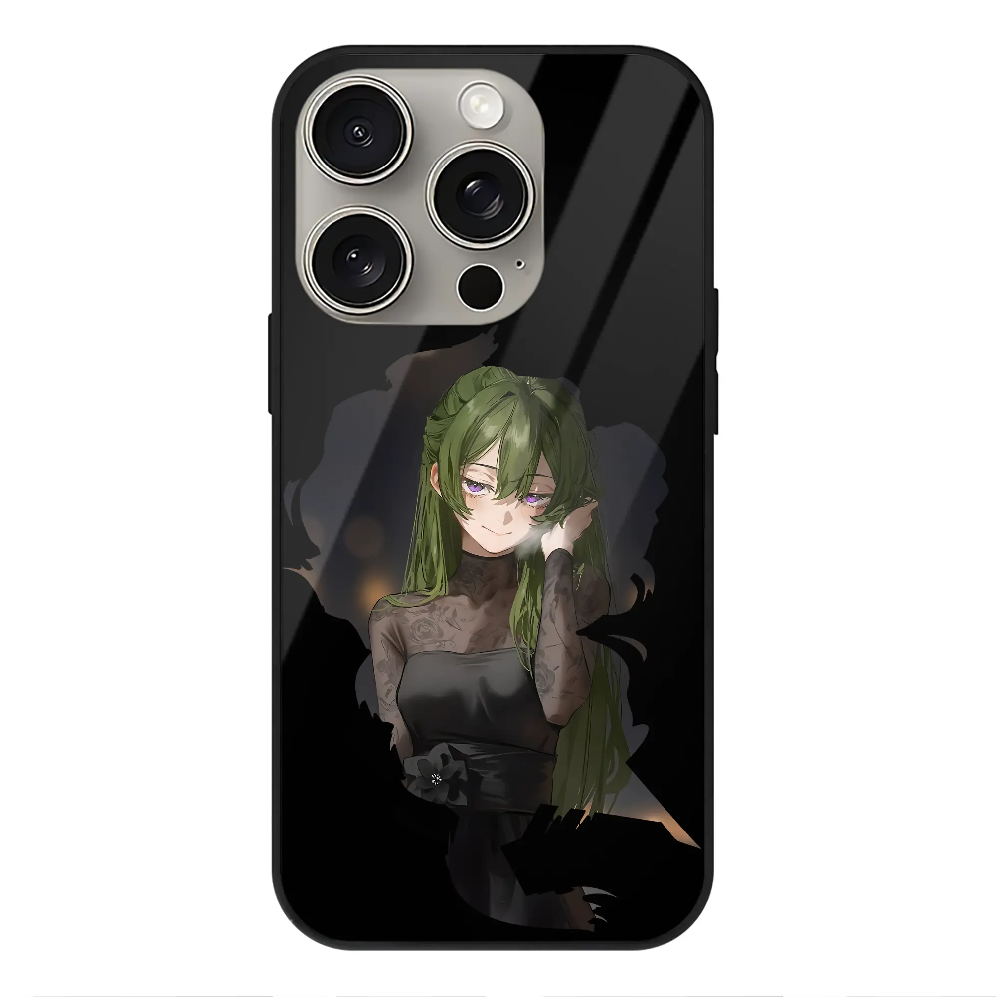 葬送のフリーレン（Frieren） グッズ,ユーベル（Übel） - IPhone15Pro対応 ・ スマホケース ・ 背面ガラス ・ TPU+強化ガラス ・ 耐衝撃 ・ 黄変防止 ・ ワイヤレス充電対応 ・ 3D立体ボタン