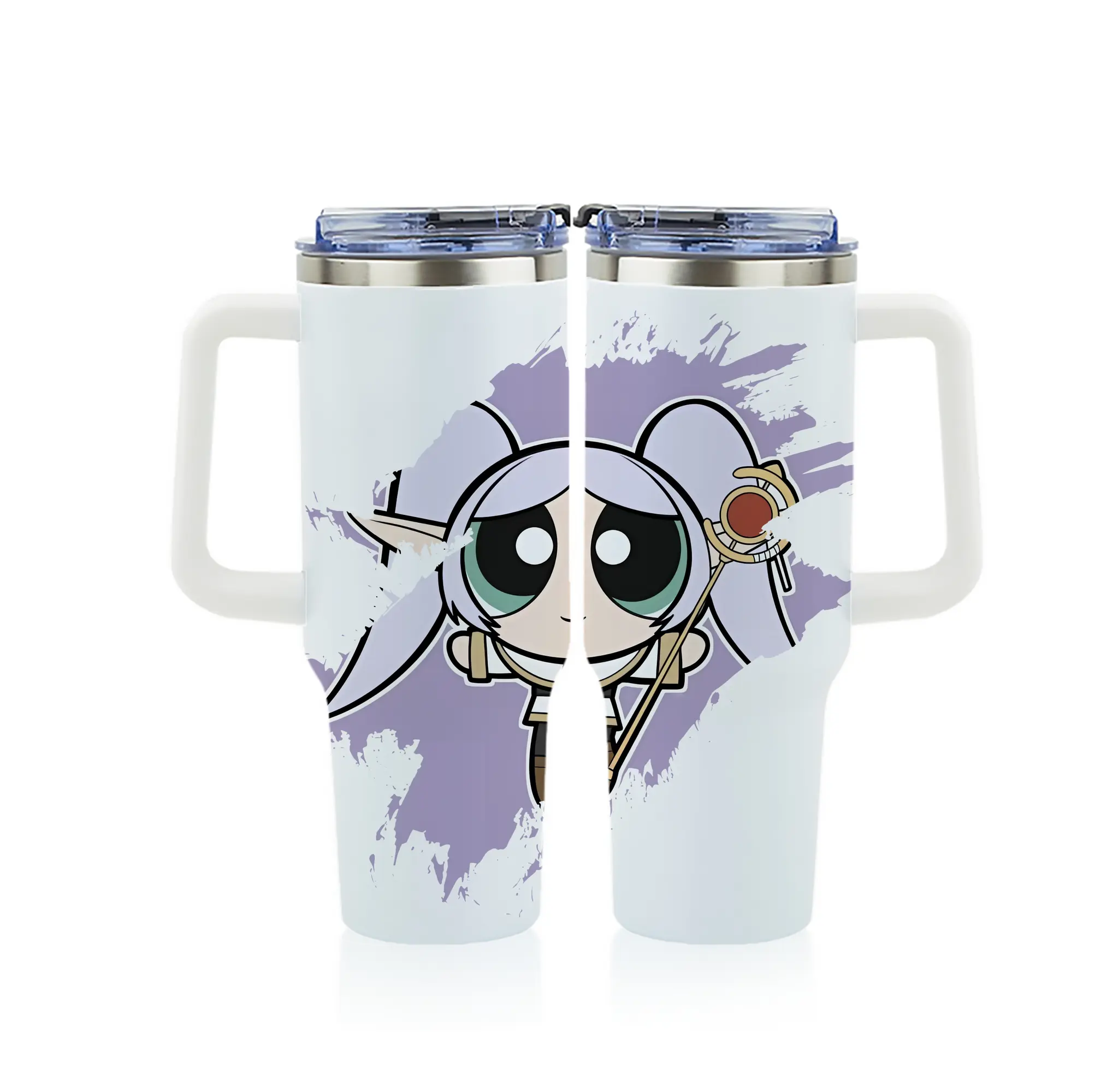 葬送のフリーレン（Frieren） グッズ,フリーレン（Frieren） - 1200mL フルプリント車用タンブラー ・ 304ステンレス 内側 ・ 201ステンレス 外側 ・ 保温 保冷 ・ 通勤 ドライブ アウトドア用