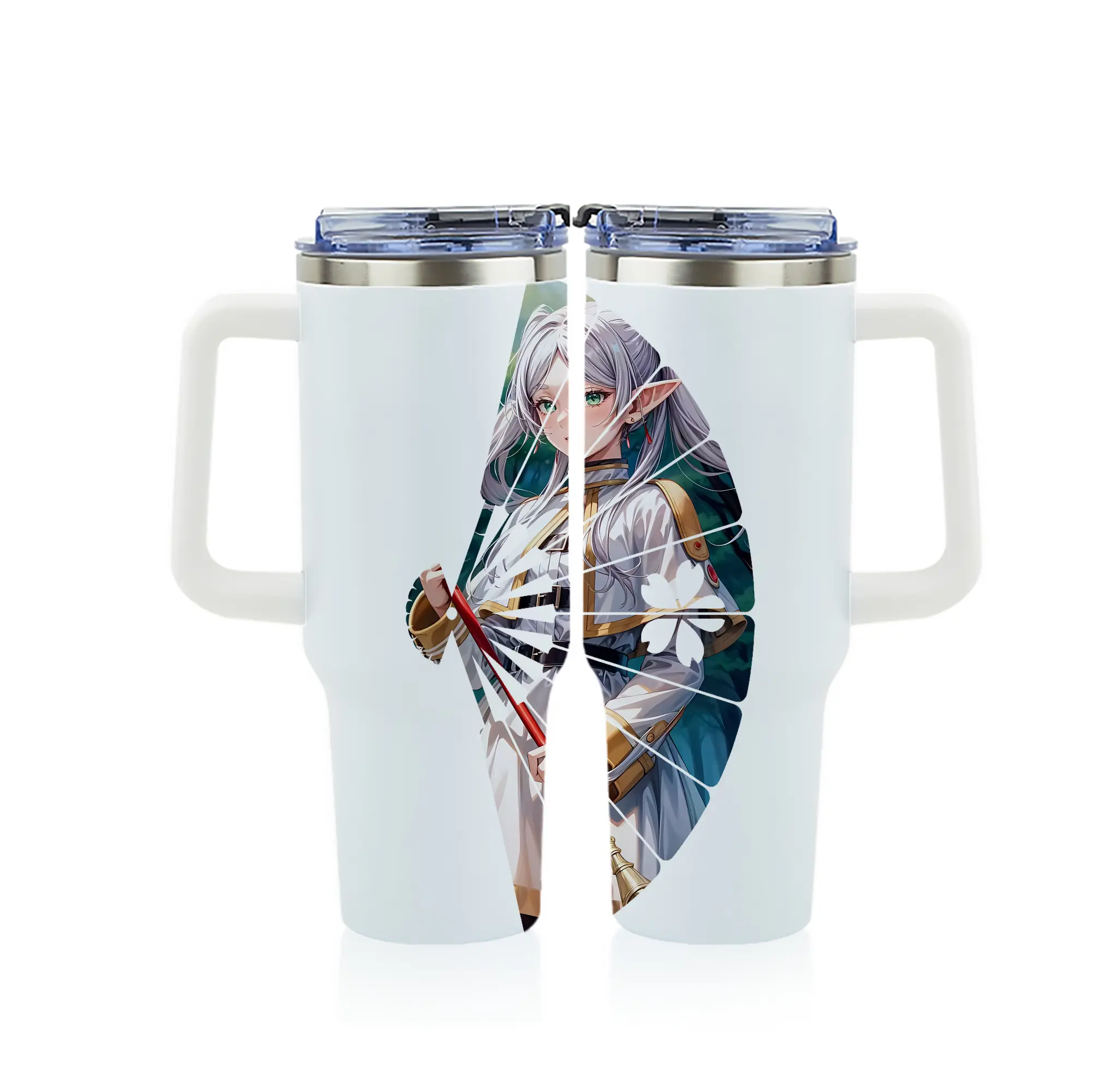 葬送のフリーレン（Frieren） グッズ,フリーレン（Frieren） - 1200mL フルプリント車用タンブラー ・ 304ステンレス 内側 ・ 201ステンレス 外側 ・ 保温 保冷 ・ 通勤 ドライブ アウトドア用