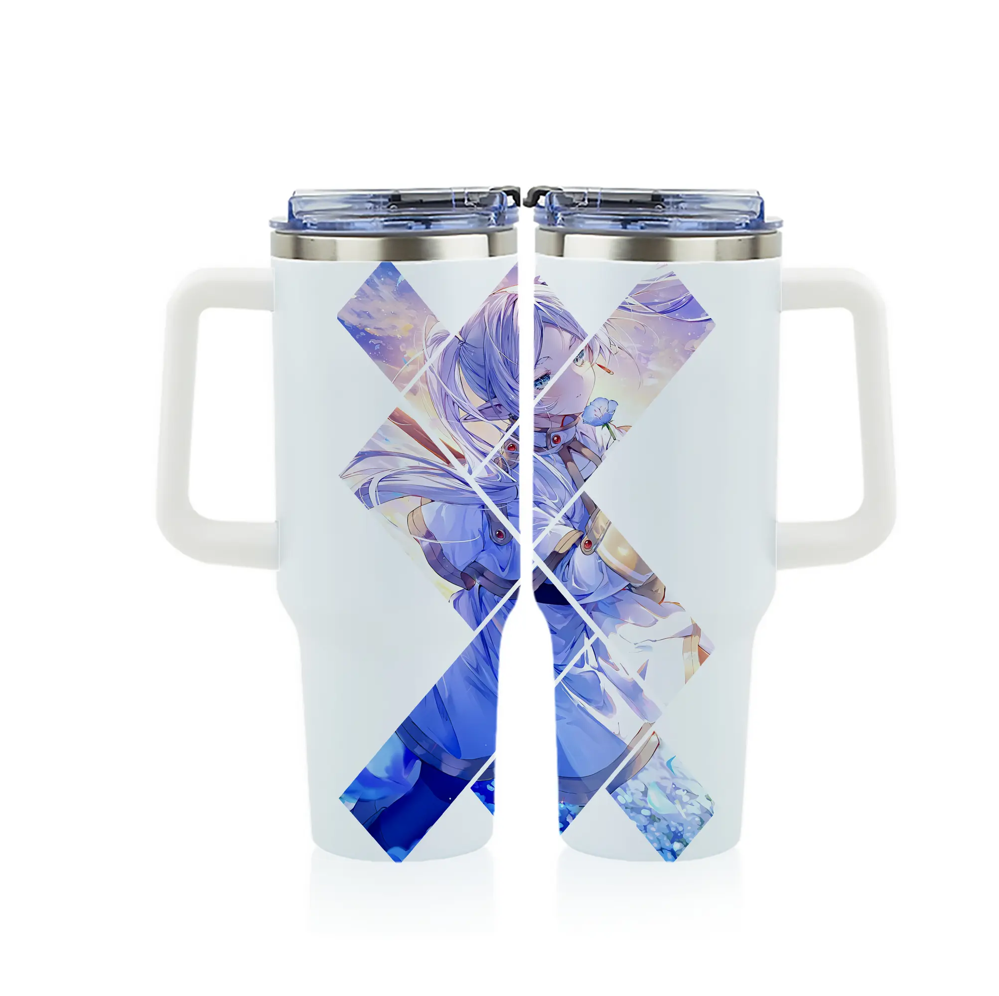 葬送のフリーレン（Frieren） グッズ,フリーレン（Frieren） - 1200mL フルプリント車用タンブラー ・ 304ステンレス 内側 ・ 201ステンレス 外側 ・ 保温 保冷 ・ 通勤 ドライブ アウトドア用