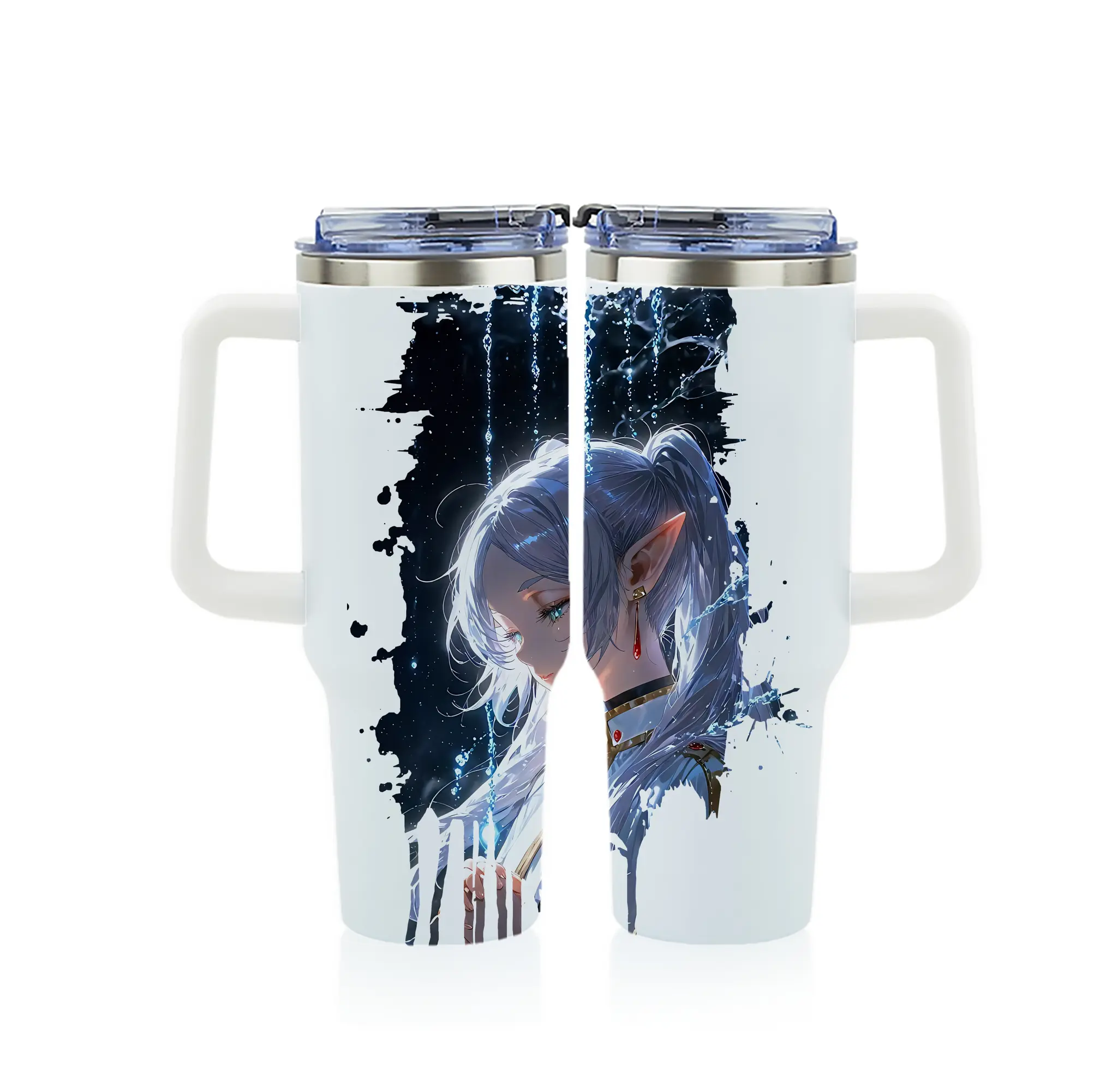 葬送のフリーレン（Frieren） グッズ,フリーレン（Frieren） - 1200mL フルプリント車用タンブラー ・ 304ステンレス 内側 ・ 201ステンレス 外側 ・ 保温 保冷 ・ 通勤 ドライブ アウトドア用