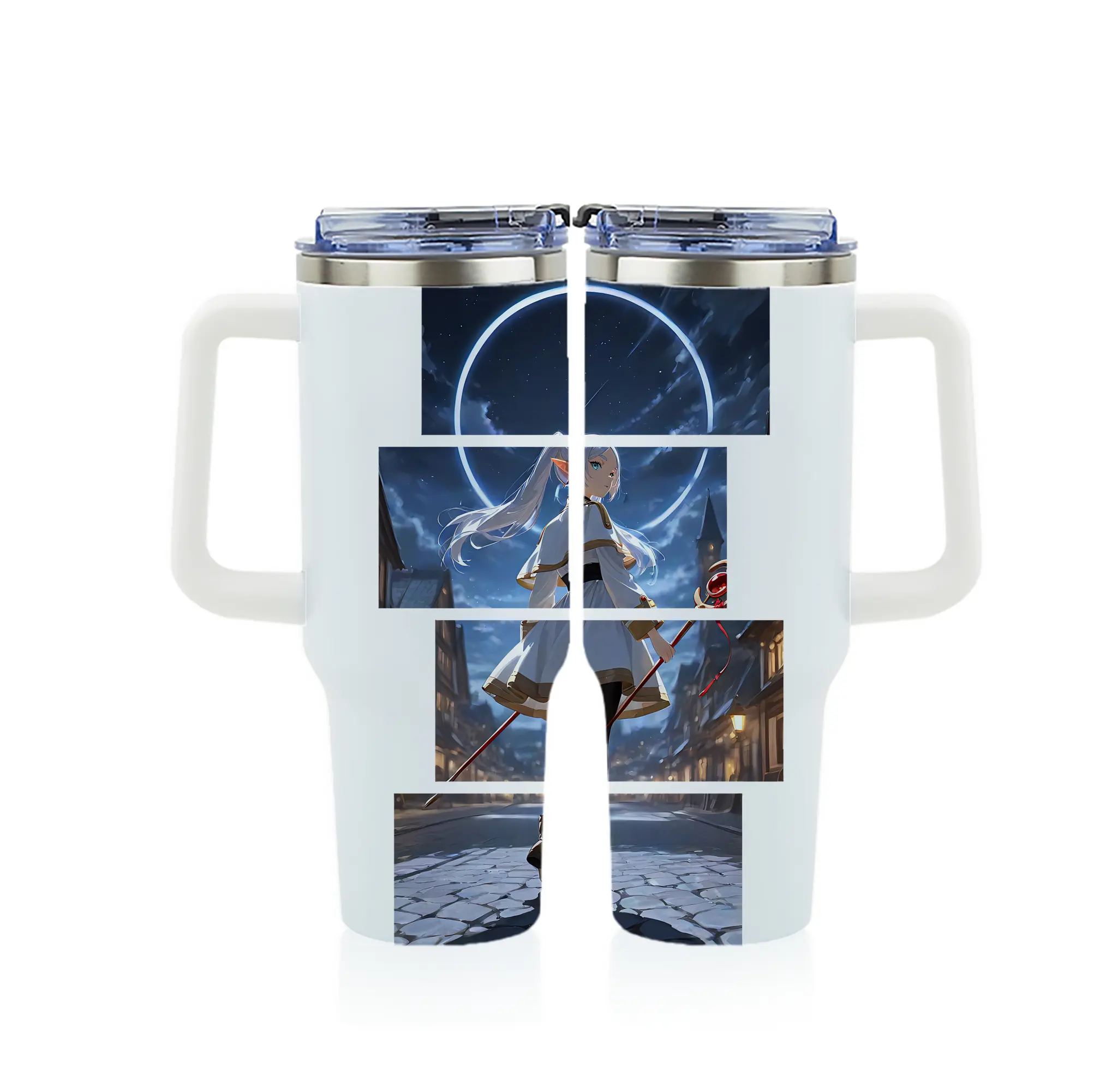 葬送のフリーレン（Frieren） グッズ,フリーレン（Frieren） - 1200mL フルプリント車用タンブラー ・ 304ステンレス 内側 ・ 201ステンレス 外側 ・ 保温 保冷 ・ 通勤 ドライブ アウトドア用