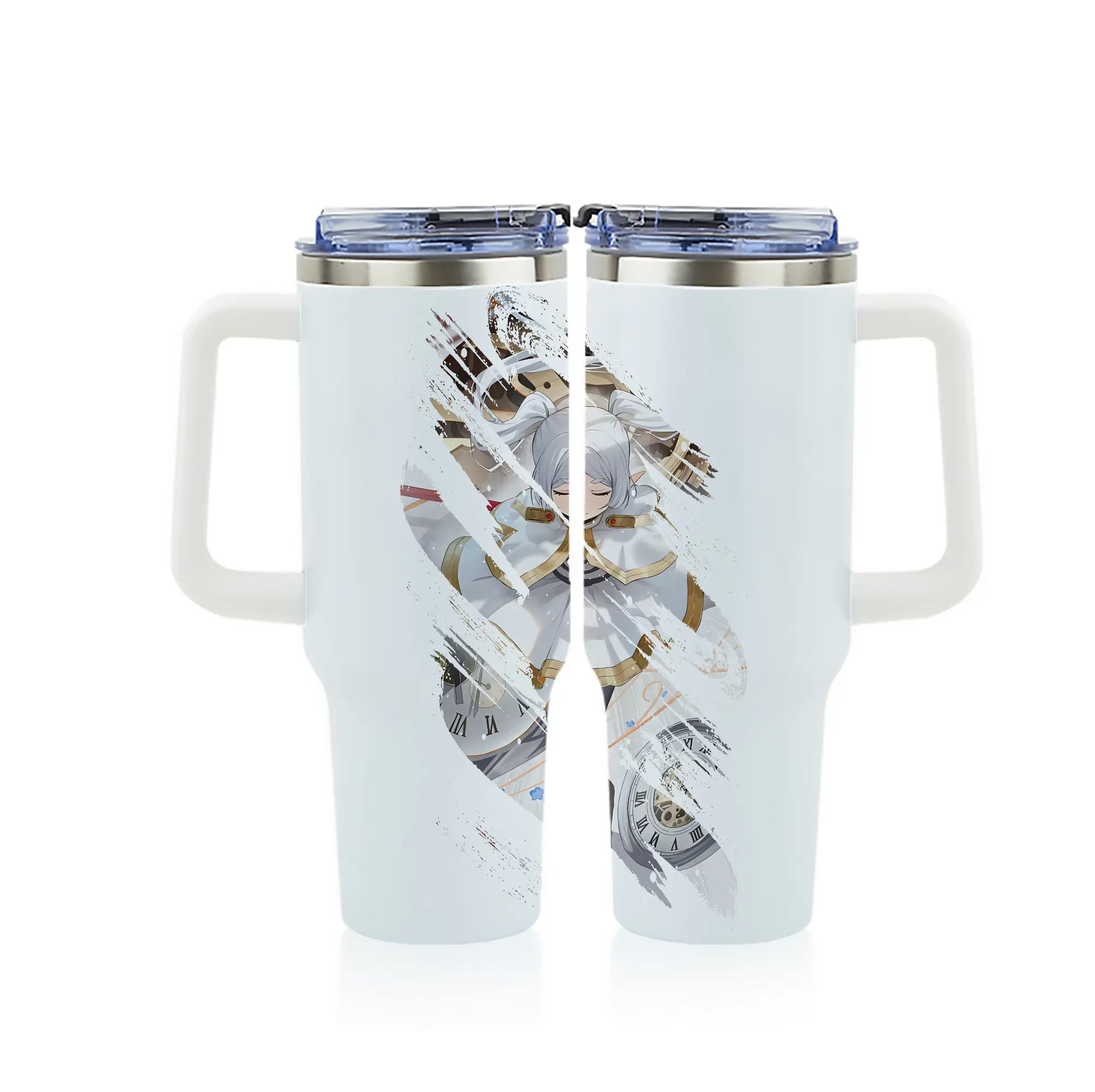 葬送のフリーレン（Frieren） グッズ,フリーレン（Frieren） - 1200mL フルプリント車用タンブラー ・ 304ステンレス 内側 ・ 201ステンレス 外側 ・ 保温 保冷 ・ 通勤 ドライブ アウトドア用