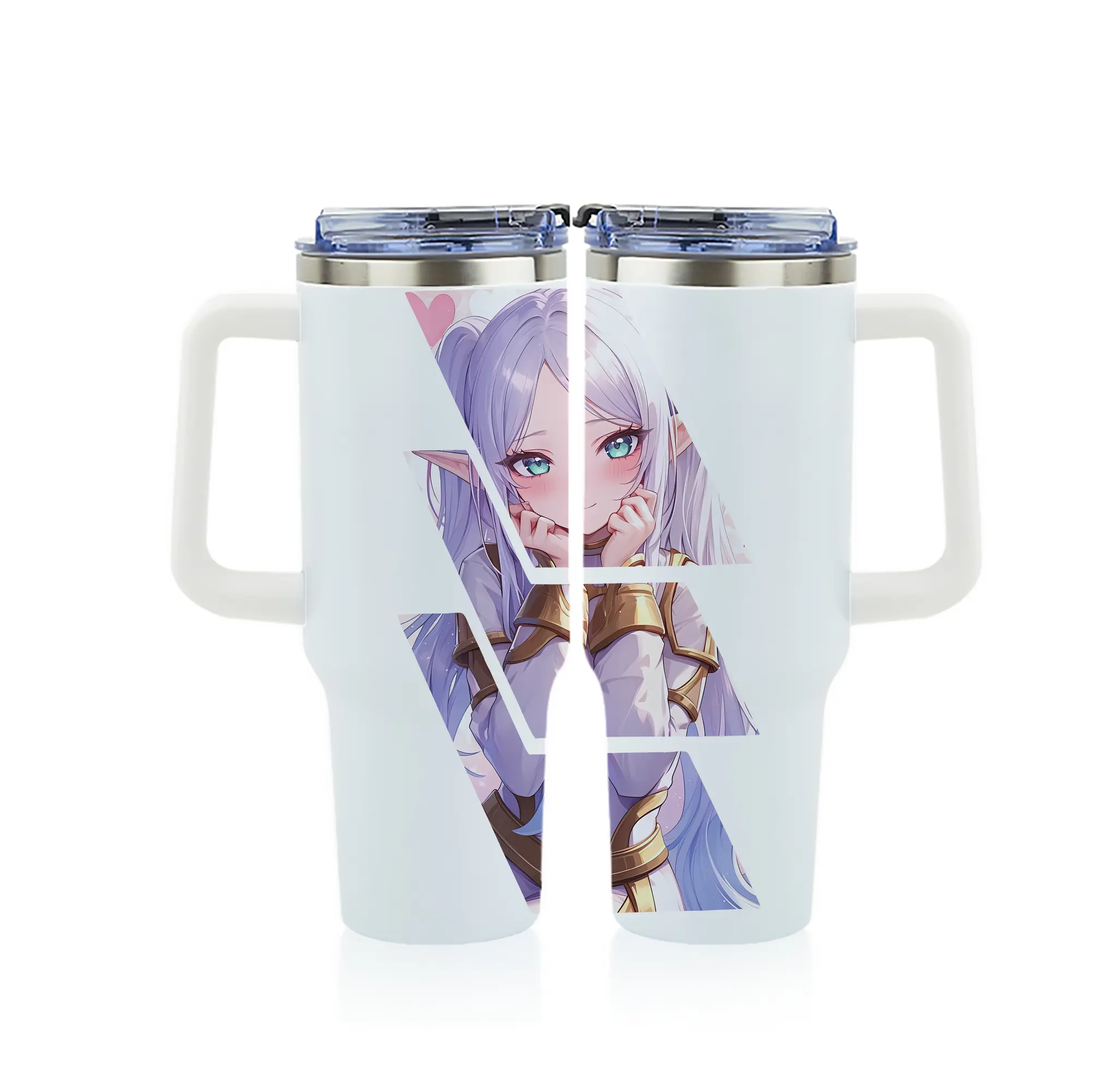 葬送のフリーレン（Frieren） グッズ,フリーレン（Frieren） - 1200mL フルプリント車用タンブラー ・ 304ステンレス 内側 ・ 201ステンレス 外側 ・ 保温 保冷 ・ 通勤 ドライブ アウトドア用