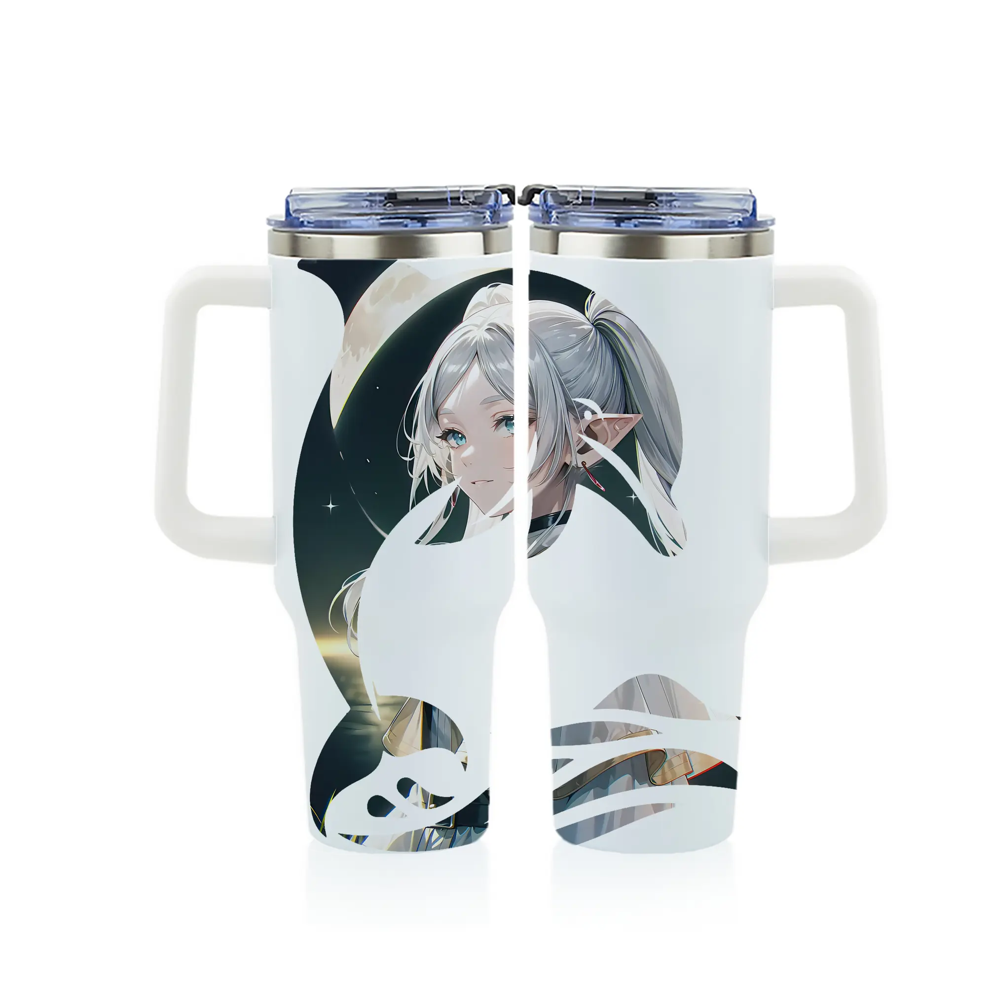 葬送のフリーレン（Frieren） グッズ,フリーレン（Frieren） - 1200mL フルプリント車用タンブラー ・ 304ステンレス 内側 ・ 201ステンレス 外側 ・ 保温 保冷 ・ 通勤 ドライブ アウトドア用