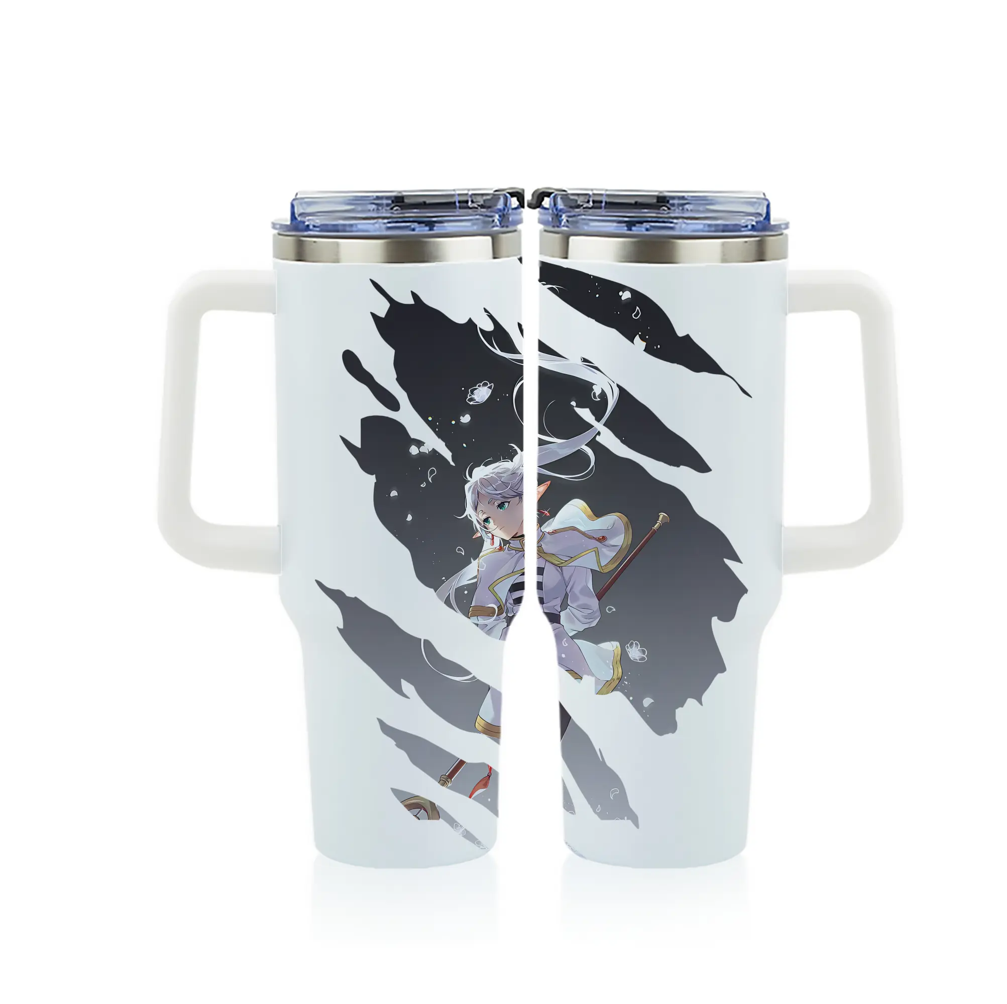 葬送のフリーレン（Frieren） グッズ,フリーレン（Frieren） - 1200mL フルプリント車用タンブラー ・ 304ステンレス 内側 ・ 201ステンレス 外側 ・ 保温 保冷 ・ 通勤 ドライブ アウトドア用