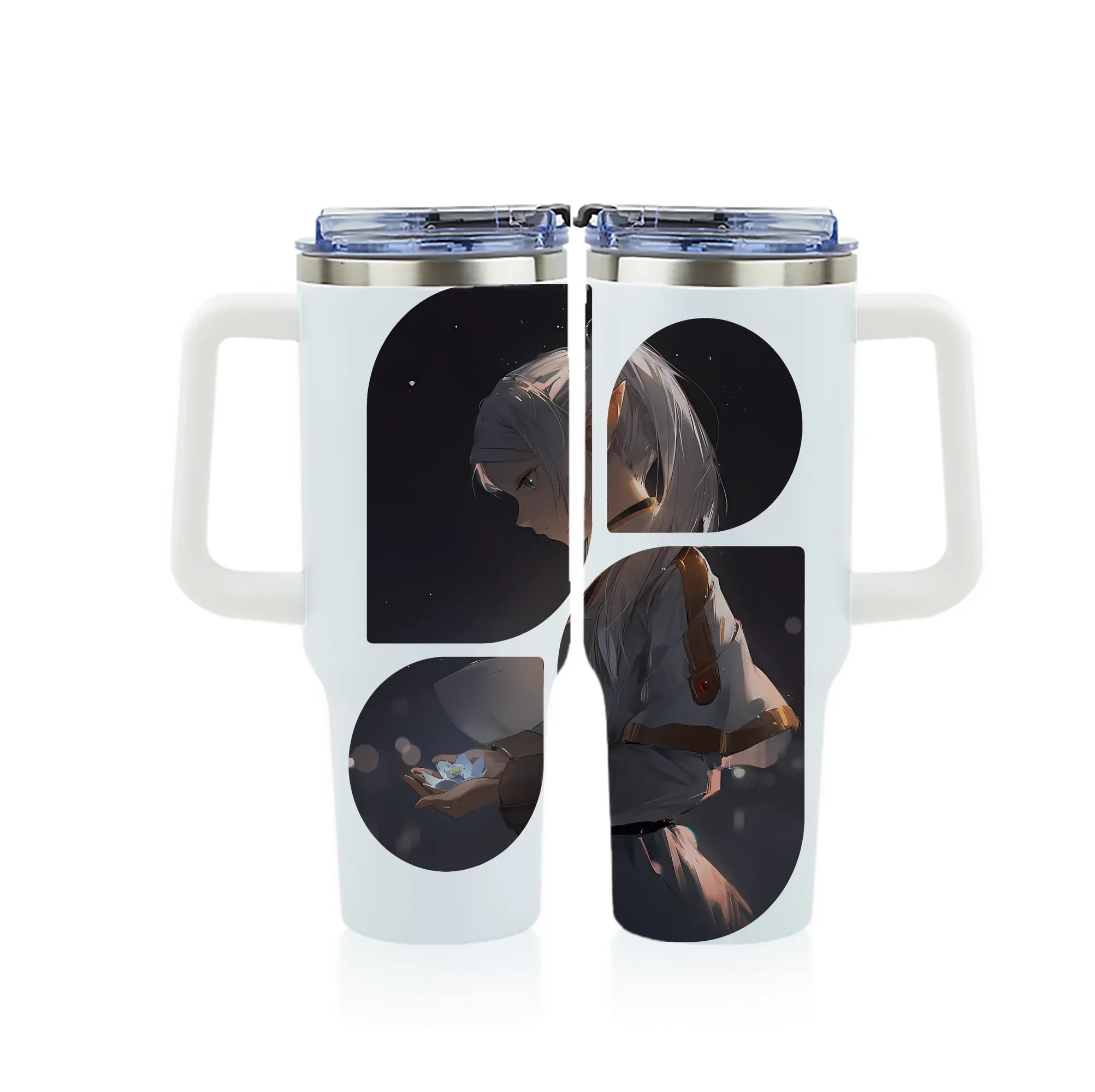 葬送のフリーレン（Frieren） グッズ,フリーレン（Frieren） - 1200mL フルプリント車用タンブラー ・ 304ステンレス 内側 ・ 201ステンレス 外側 ・ 保温 保冷 ・ 通勤 ドライブ アウトドア用