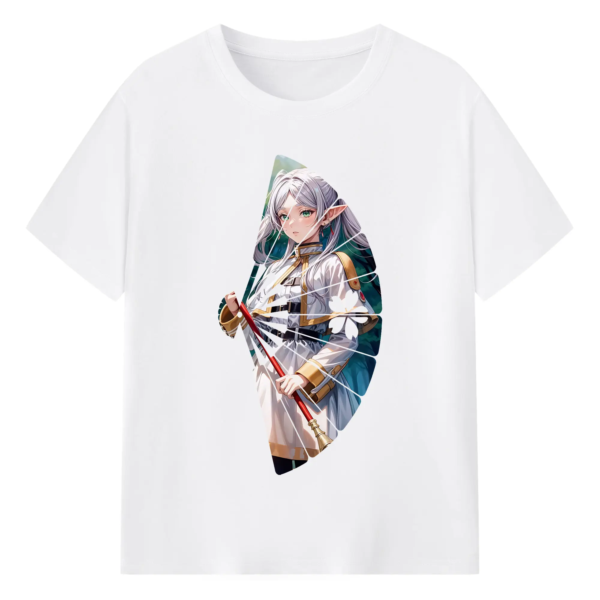 葬送のフリーレン（Frieren） グッズ,フリーレン（Frieren） - 綿100％ 半袖Tシャツ ・ フロントプリント ・ 快適 通気性 ・ 日常使い 散歩 スポーツ用