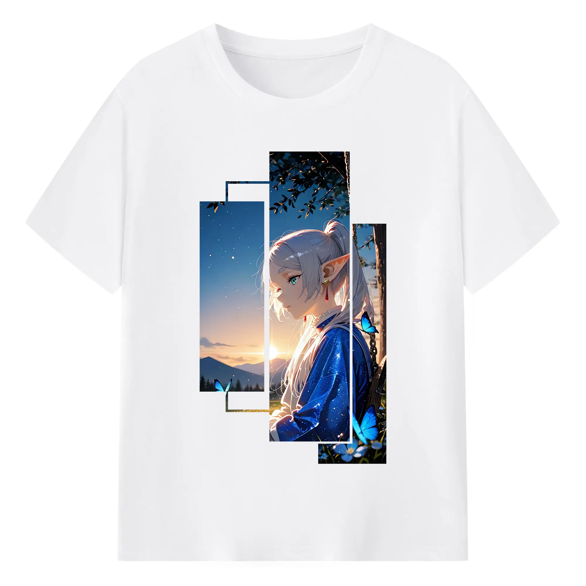 葬送のフリーレン（Frieren） グッズ,フリーレン（Frieren） - 綿100％ 半袖Tシャツ ・ フロントプリント ・ 快適 通気性 ・ 日常使い 散歩 スポーツ用