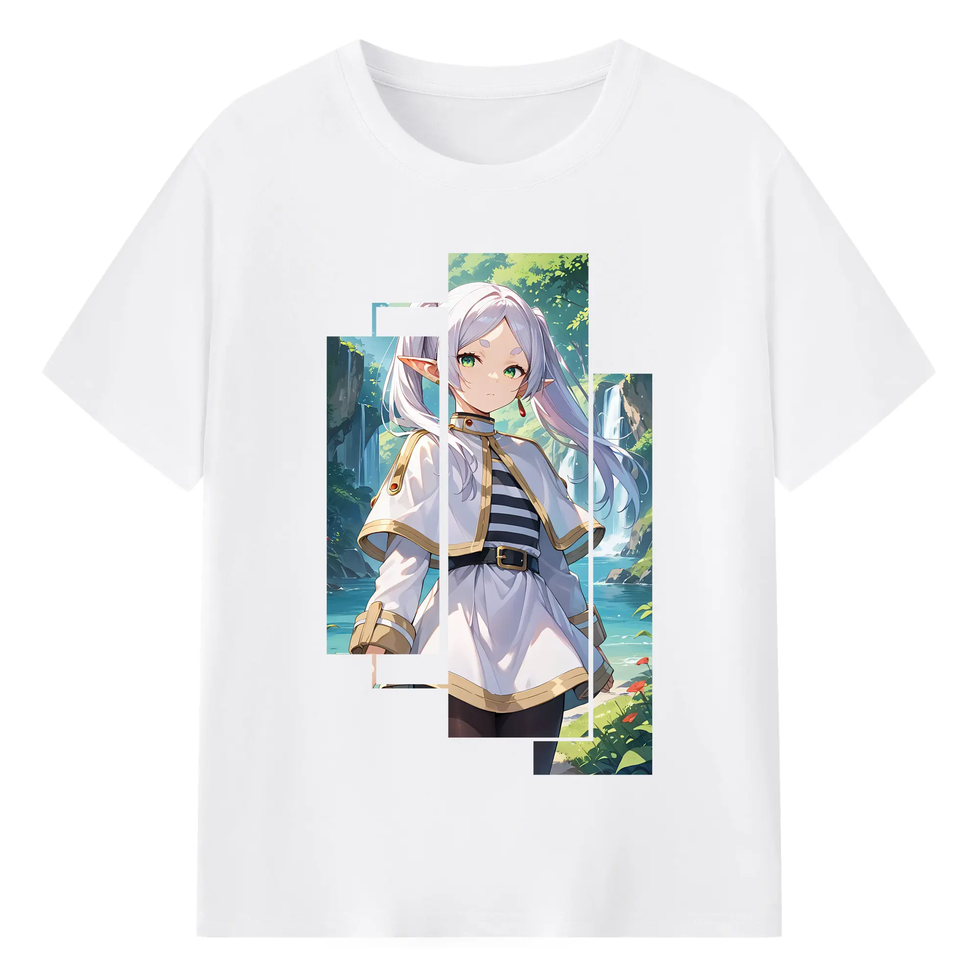葬送のフリーレン（Frieren） グッズ,フリーレン（Frieren） - 綿100％ 半袖Tシャツ ・ フロントプリント ・ 快適 通気性 ・ 日常使い 散歩 スポーツ用