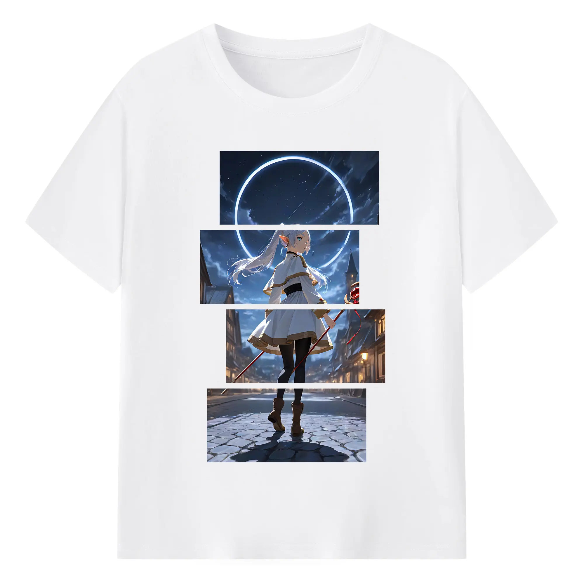 葬送のフリーレン（Frieren） グッズ,フリーレン（Frieren） - 綿100％ 半袖Tシャツ ・ フロントプリント ・ 快適 通気性 ・ 日常使い 散歩 スポーツ用