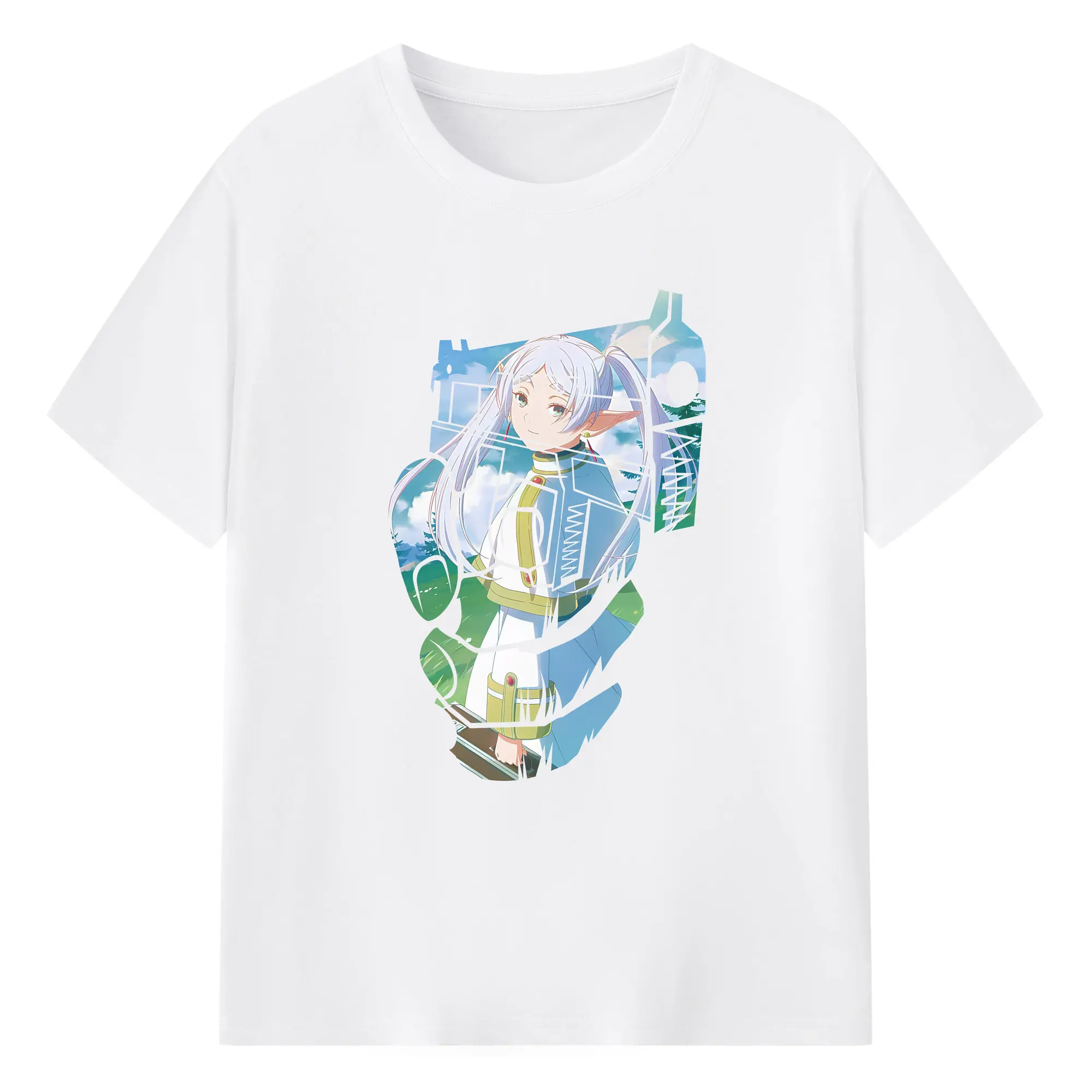 葬送のフリーレン（Frieren） グッズ,フリーレン（Frieren） - 綿100％ 半袖Tシャツ ・ フロントプリント ・ 快適 通気性 ・ 日常使い 散歩 スポーツ用