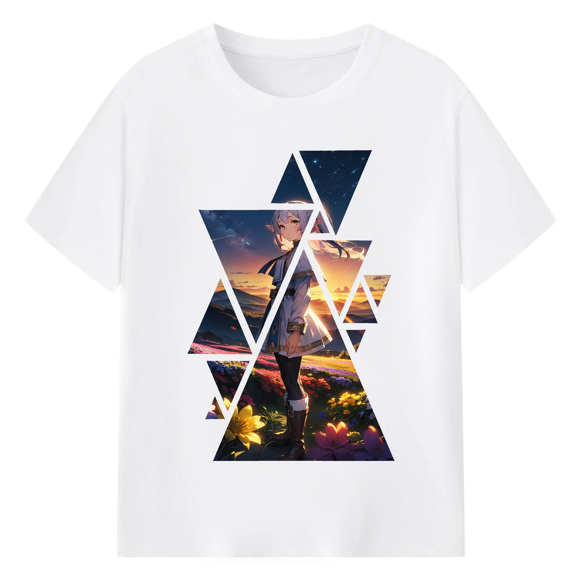 葬送のフリーレン（Frieren） グッズ,フリーレン（Frieren） - 綿100％ 半袖Tシャツ ・ フロントプリント ・ 快適 通気性 ・ 日常使い 散歩 スポーツ用