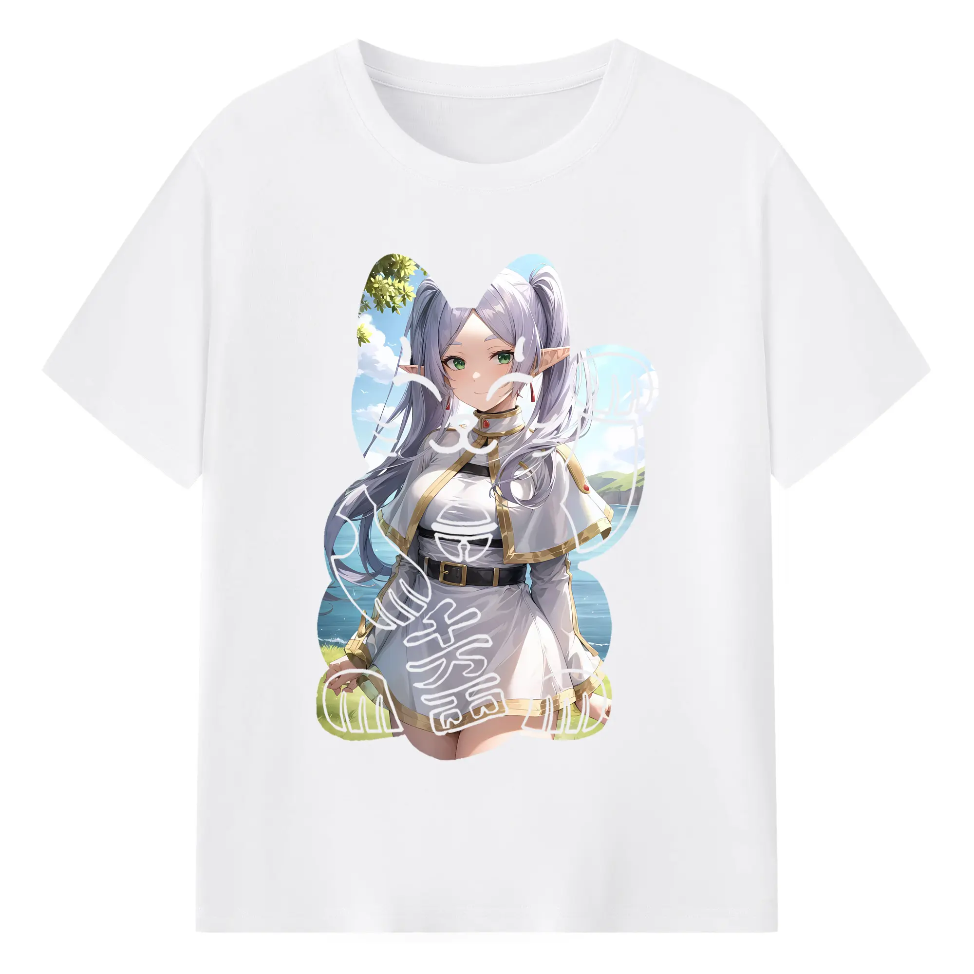 葬送のフリーレン（Frieren） グッズ,フリーレン（Frieren） - 綿100％ 半袖Tシャツ ・ フロントプリント ・ 快適 通気性 ・ 日常使い 散歩 スポーツ用