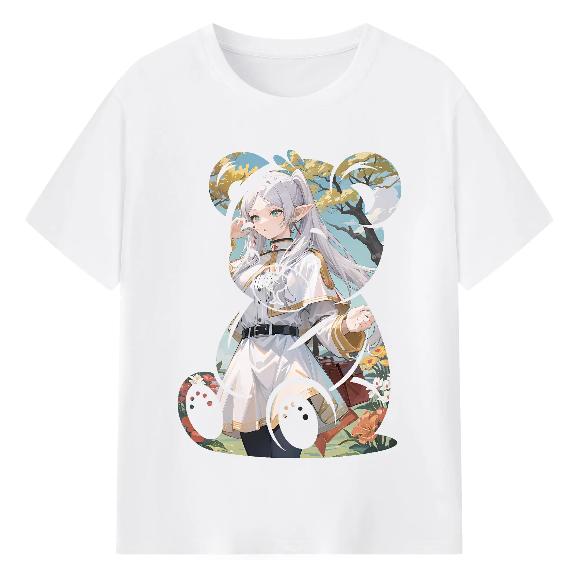 葬送のフリーレン（Frieren） グッズ,フリーレン（Frieren） - 綿100％ 半袖Tシャツ ・ フロントプリント ・ 快適 通気性 ・ 日常使い 散歩 スポーツ用