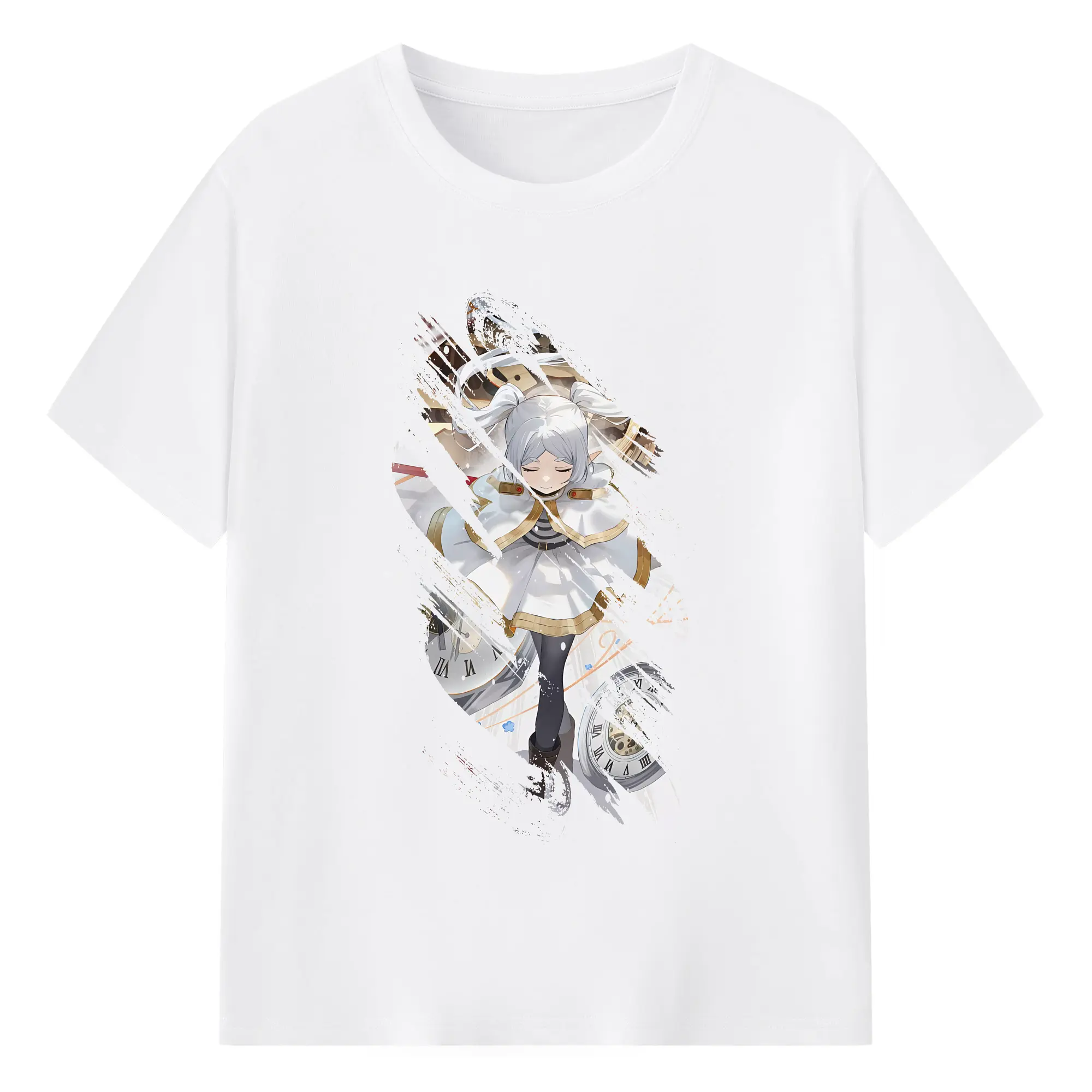 葬送のフリーレン（Frieren） グッズ,フリーレン（Frieren） - 綿100％ 半袖Tシャツ ・ フロントプリント ・ 快適 通気性 ・ 日常使い 散歩 スポーツ用