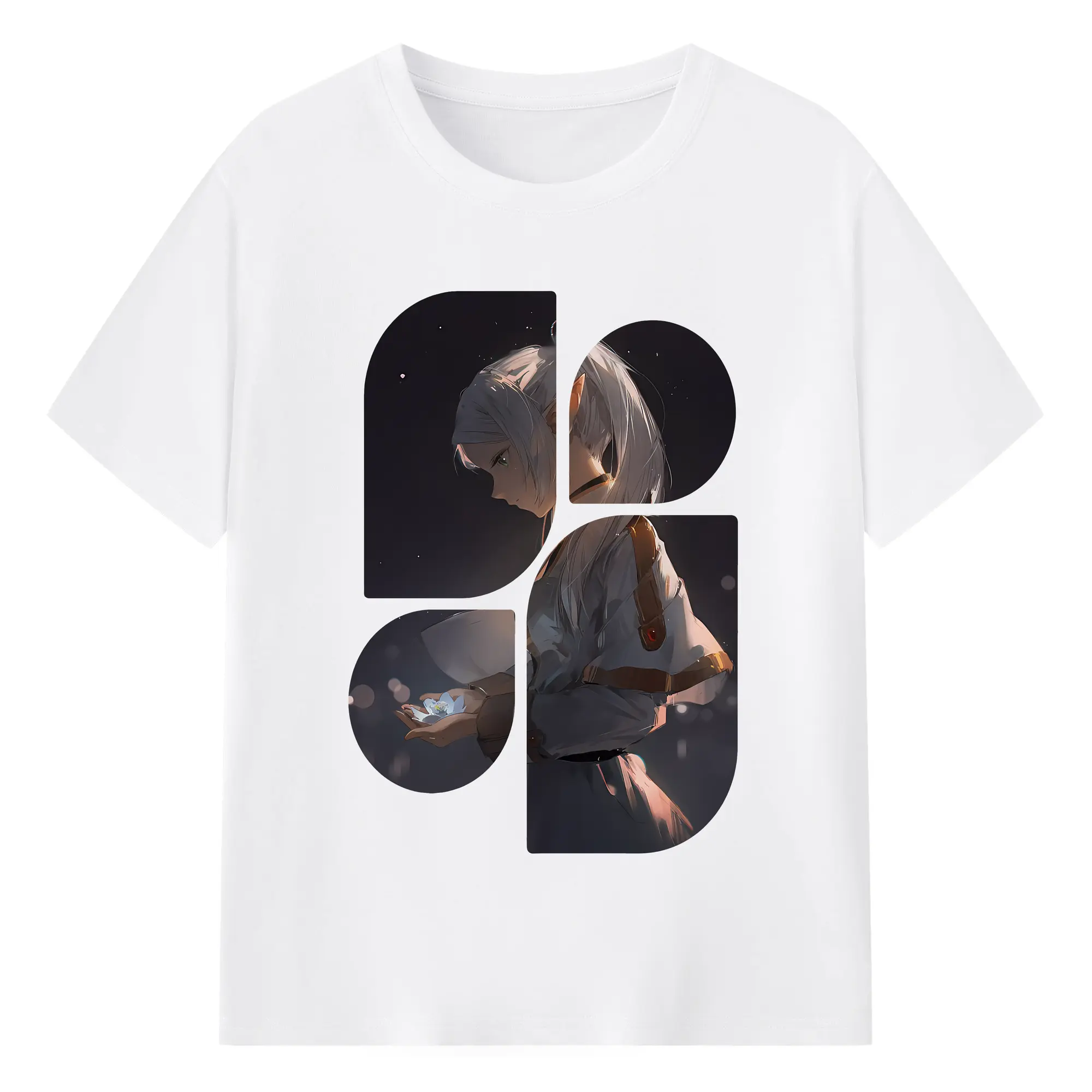 葬送のフリーレン（Frieren） グッズ,フリーレン（Frieren） - 綿100％ 半袖Tシャツ ・ フロントプリント ・ 快適 通気性 ・ 日常使い 散歩 スポーツ用