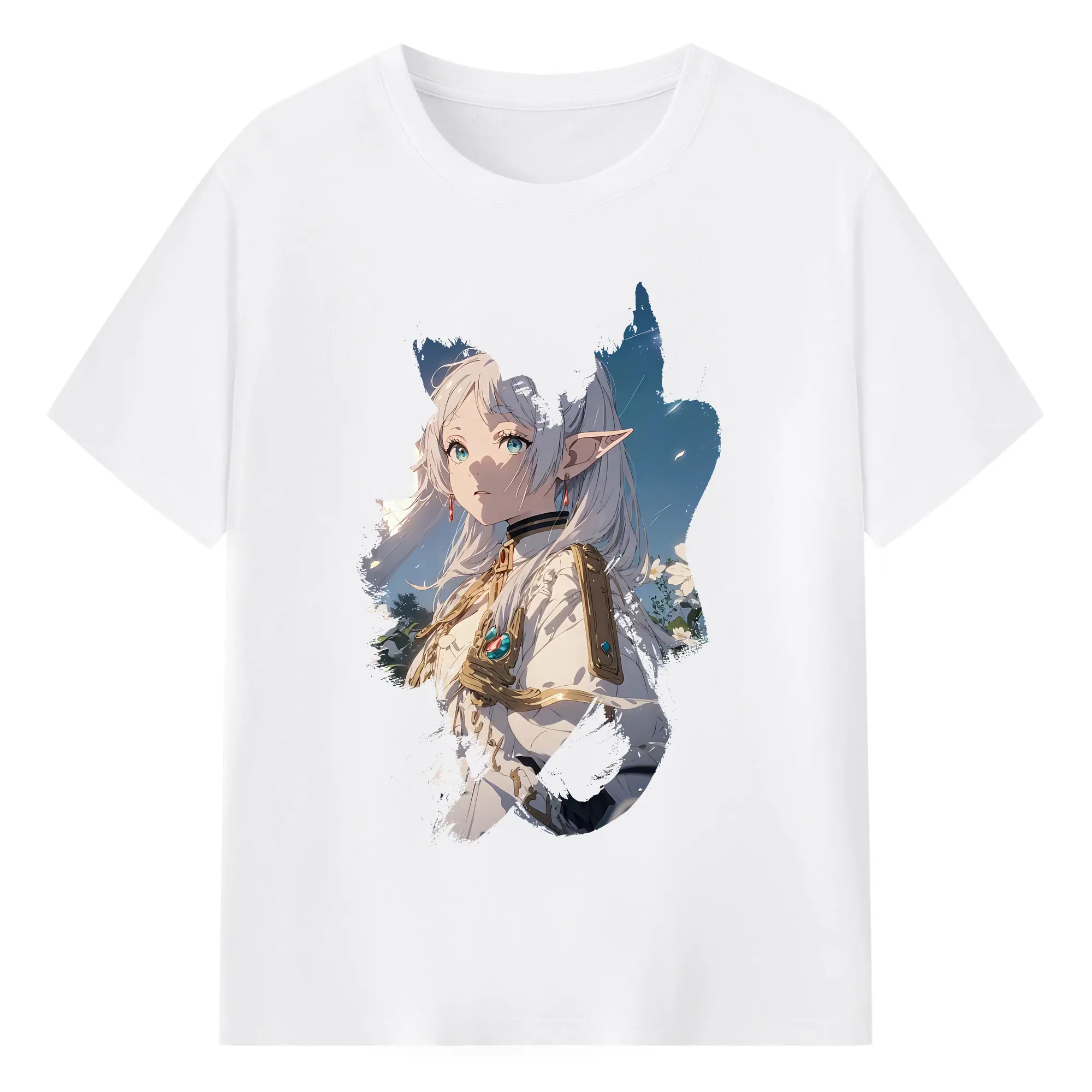 葬送のフリーレン（Frieren） グッズ,フリーレン（Frieren） - 綿100％ 半袖Tシャツ ・ フロントプリント ・ 快適 通気性 ・ 日常使い 散歩 スポーツ用