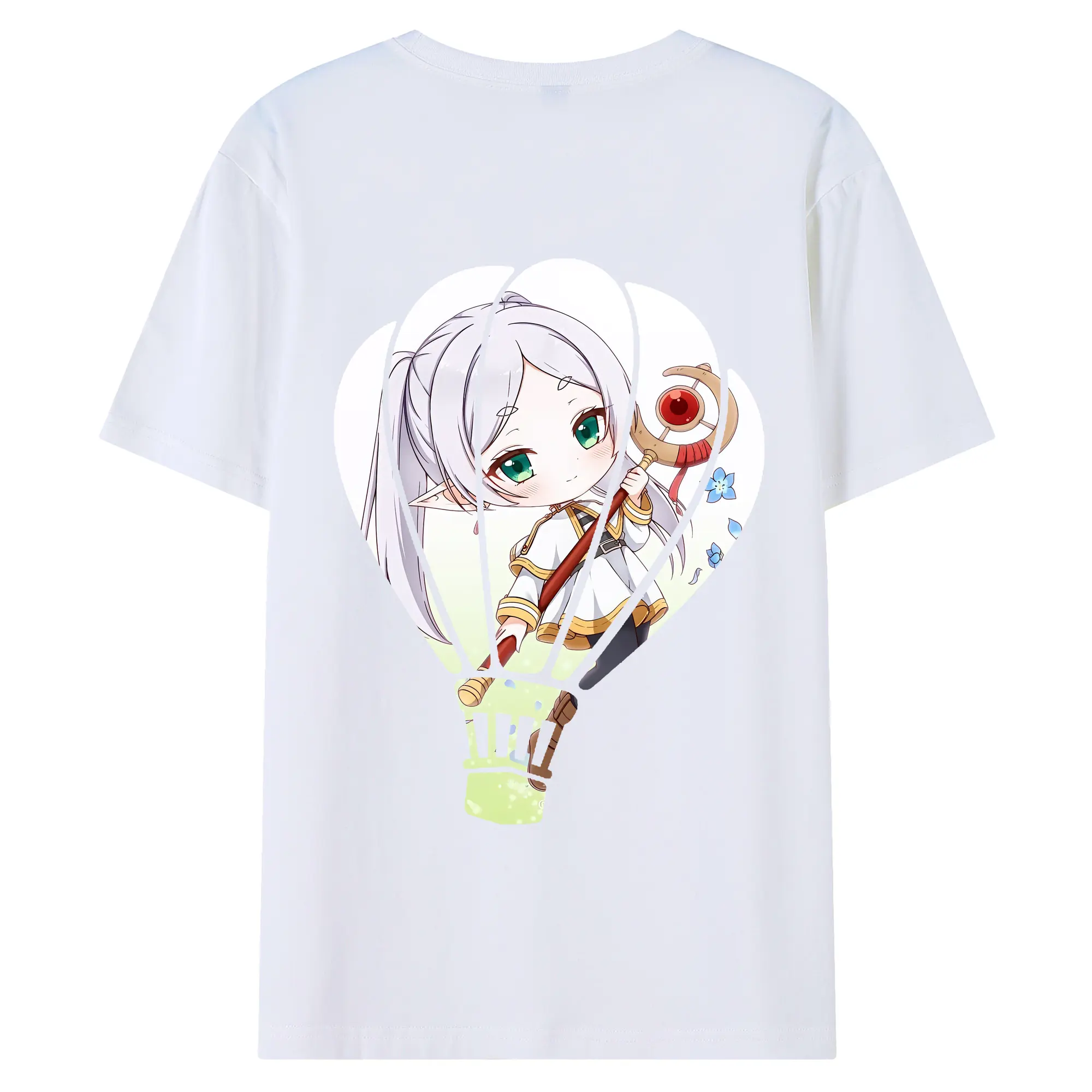 葬送のフリーレン（Frieren） グッズ,フリーレン（Frieren） - 綿100％ 半袖Tシャツ ・ バックプリント ・ 快適 通気性 ・ 日常使い 散歩 スポーツ用