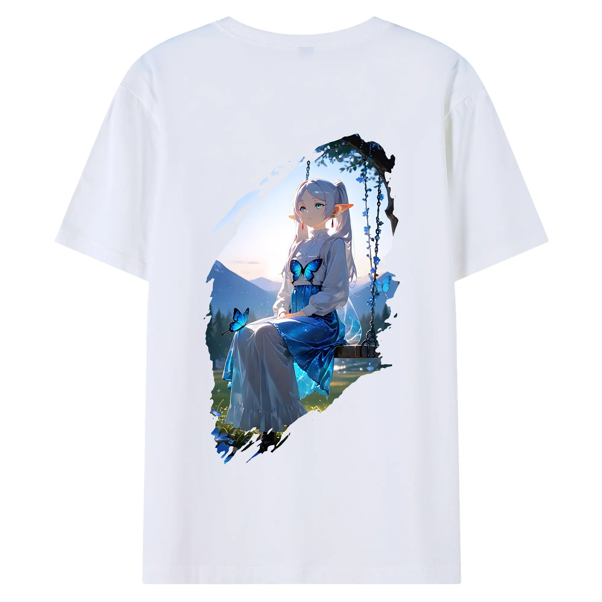 葬送のフリーレン（Frieren） グッズ,フリーレン（Frieren） - 綿100％ 半袖Tシャツ ・ バックプリント ・ 快適 通気性 ・ 日常使い 散歩 スポーツ用