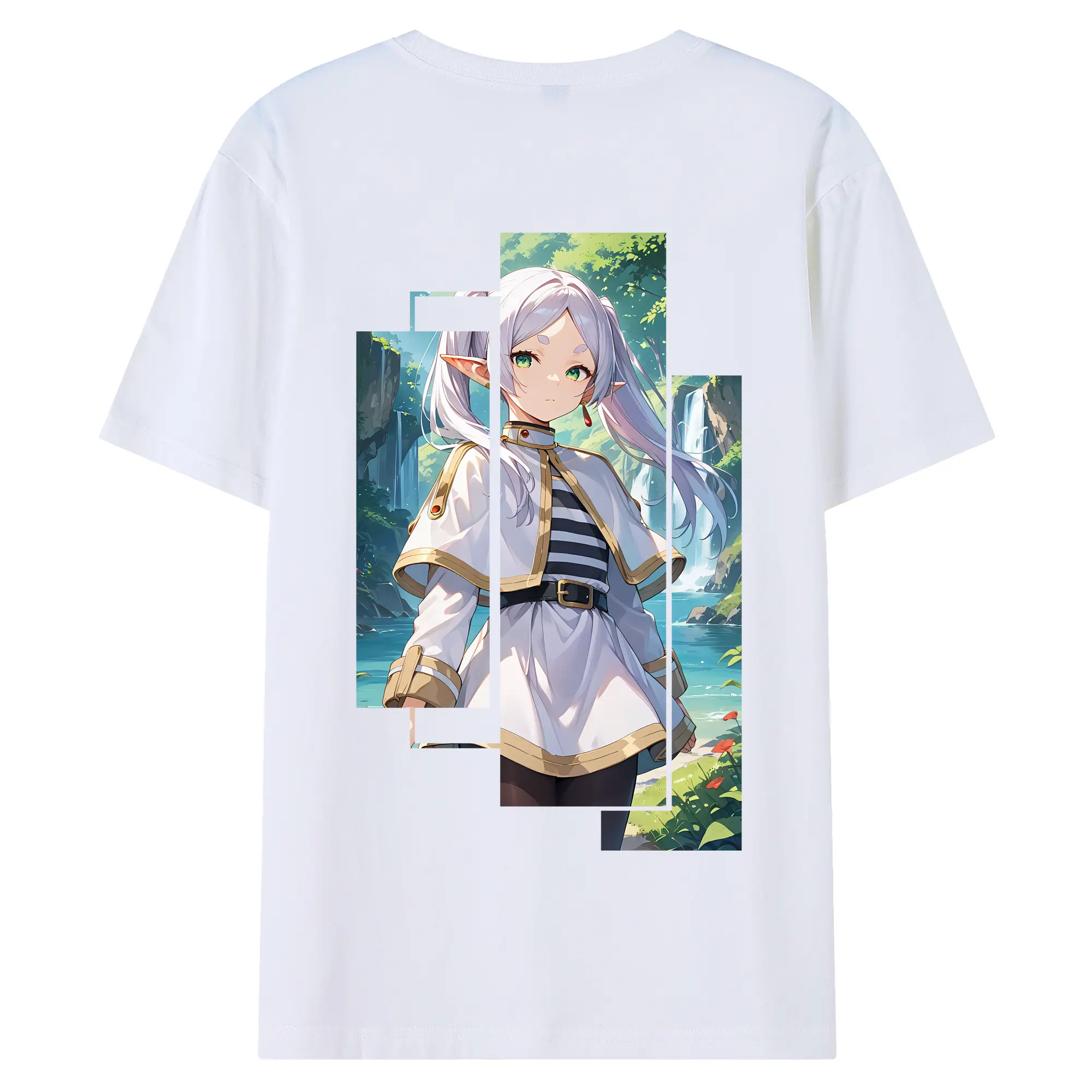 葬送のフリーレン（Frieren） グッズ,フリーレン（Frieren） - 綿100％ 半袖Tシャツ ・ バックプリント ・ 快適 通気性 ・ 日常使い 散歩 スポーツ用