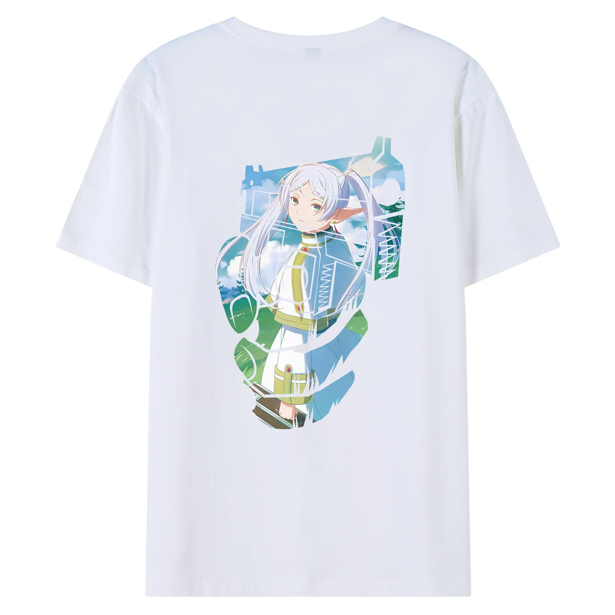 葬送のフリーレン（Frieren） グッズ,フリーレン（Frieren） - 綿100％ 半袖Tシャツ ・ バックプリント ・ 快適 通気性 ・ 日常使い 散歩 スポーツ用