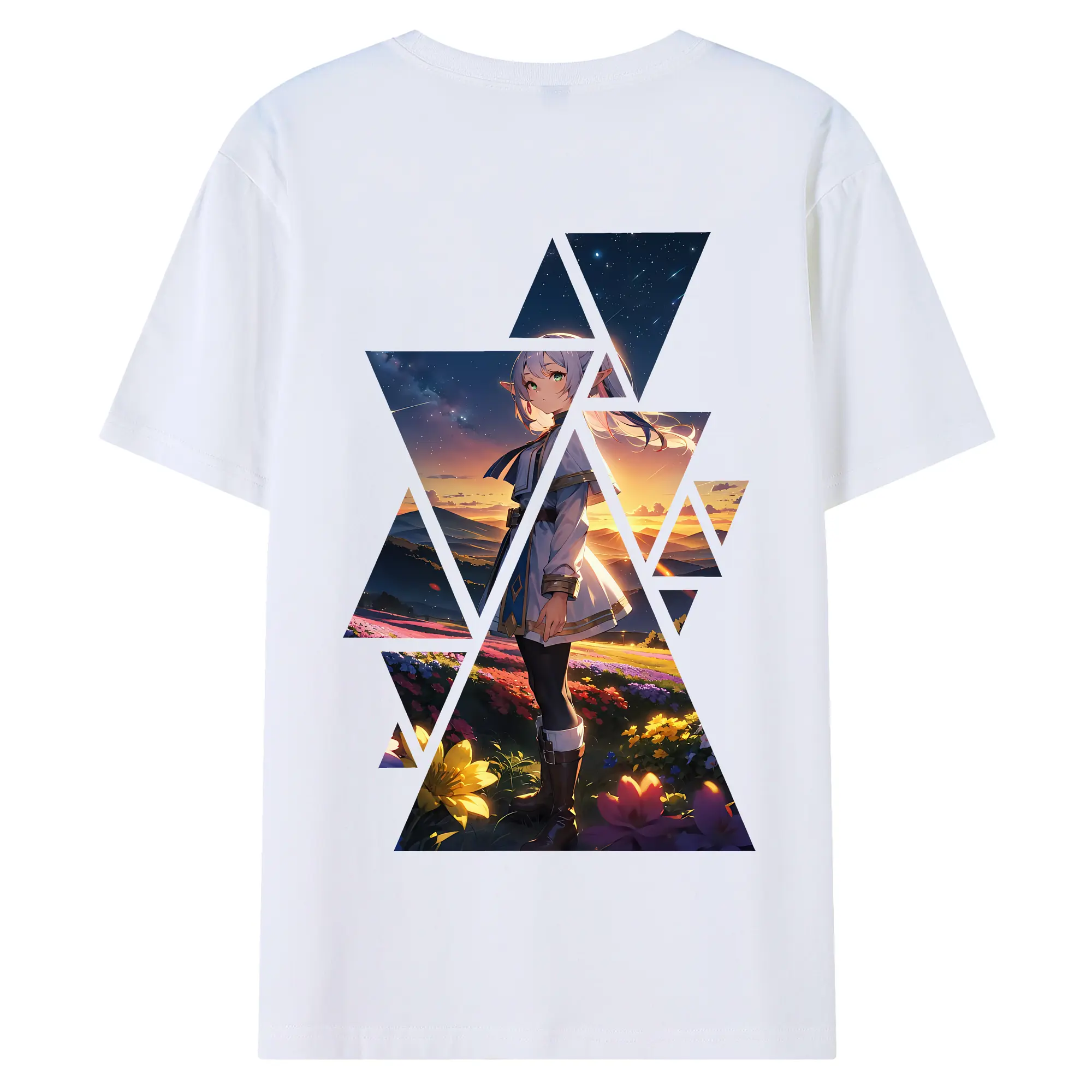 葬送のフリーレン（Frieren） グッズ,フリーレン（Frieren） - 綿100％ 半袖Tシャツ ・ バックプリント ・ 快適 通気性 ・ 日常使い 散歩 スポーツ用