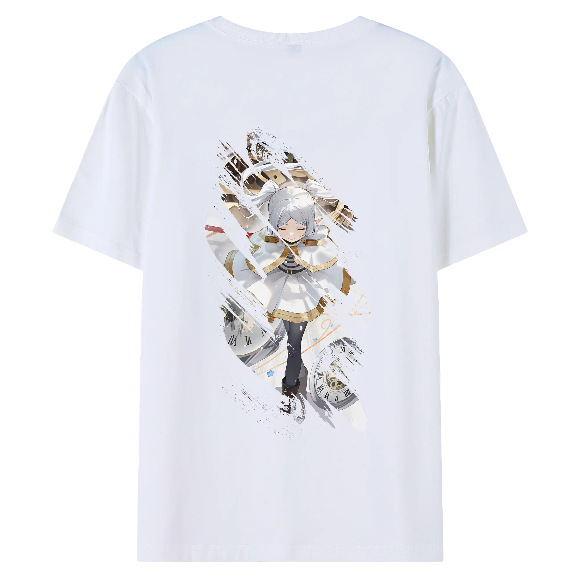 葬送のフリーレン（Frieren） グッズ,フリーレン（Frieren） - 綿100％ 半袖Tシャツ ・ バックプリント ・ 快適 通気性 ・ 日常使い 散歩 スポーツ用