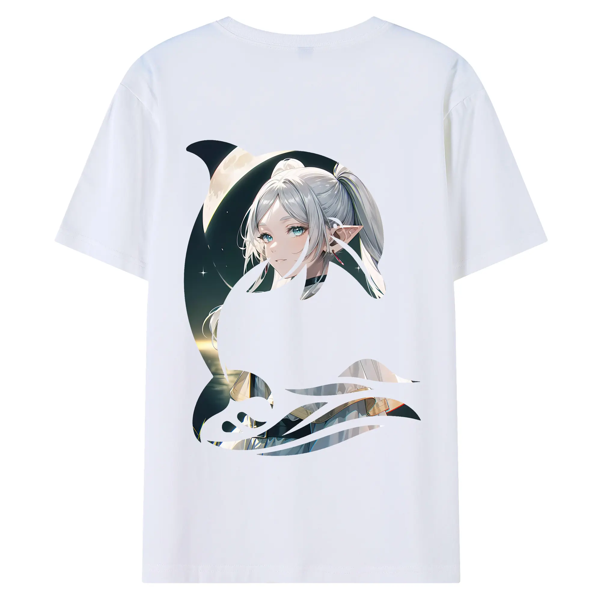 葬送のフリーレン（Frieren） グッズ,フリーレン（Frieren） - 綿100％ 半袖Tシャツ ・ バックプリント ・ 快適 通気性 ・ 日常使い 散歩 スポーツ用