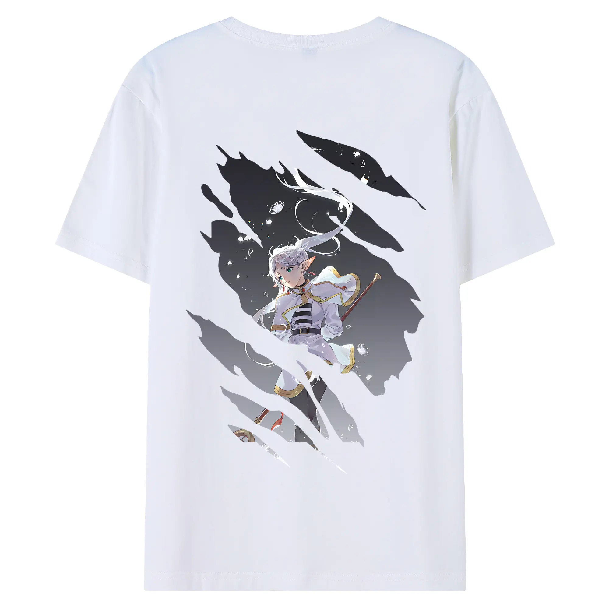 葬送のフリーレン（Frieren） グッズ,フリーレン（Frieren） - 綿100％ 半袖Tシャツ ・ バックプリント ・ 快適 通気性 ・ 日常使い 散歩 スポーツ用