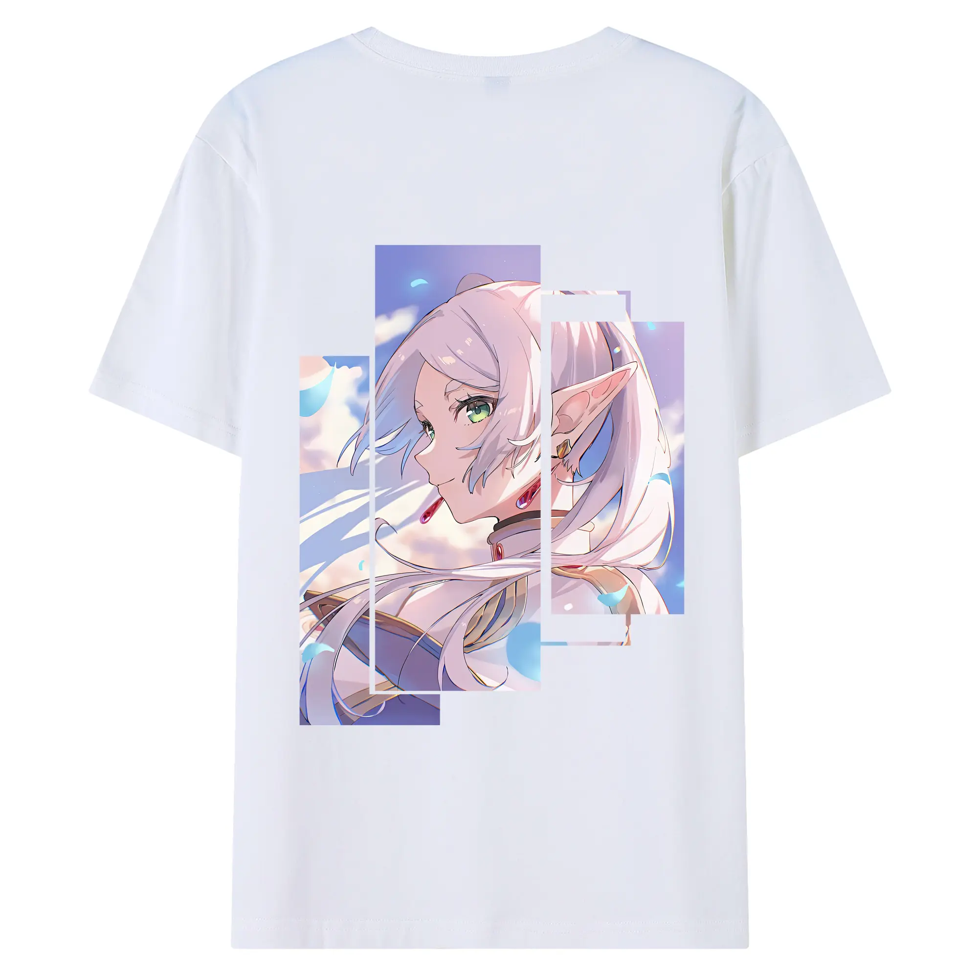 葬送のフリーレン（Frieren） グッズ,フリーレン（Frieren） - 綿100％ 半袖Tシャツ ・ バックプリント ・ 快適 通気性 ・ 日常使い 散歩 スポーツ用