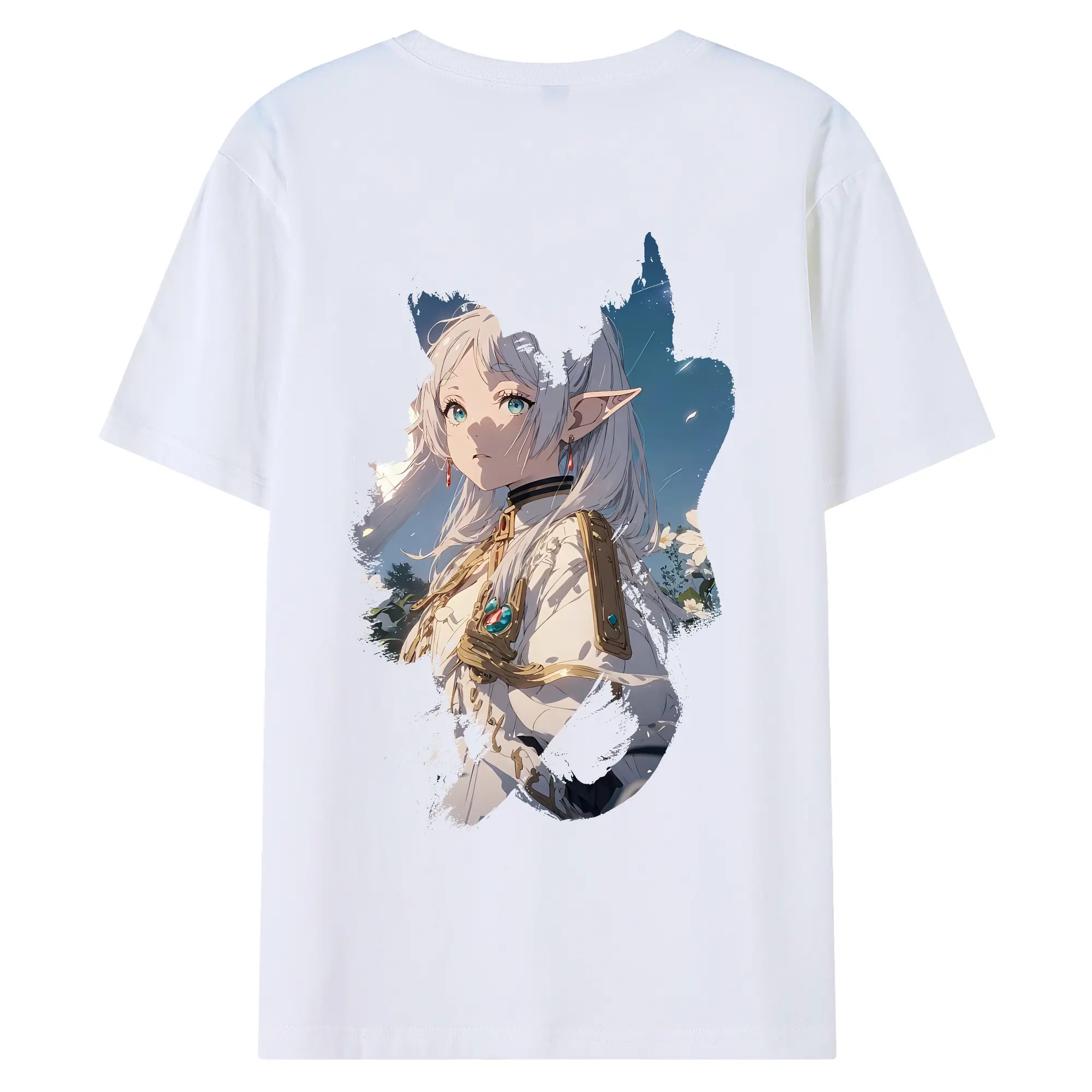 葬送のフリーレン（Frieren） グッズ,フリーレン（Frieren） - 綿100％ 半袖Tシャツ ・ バックプリント ・ 快適 通気性 ・ 日常使い 散歩 スポーツ用