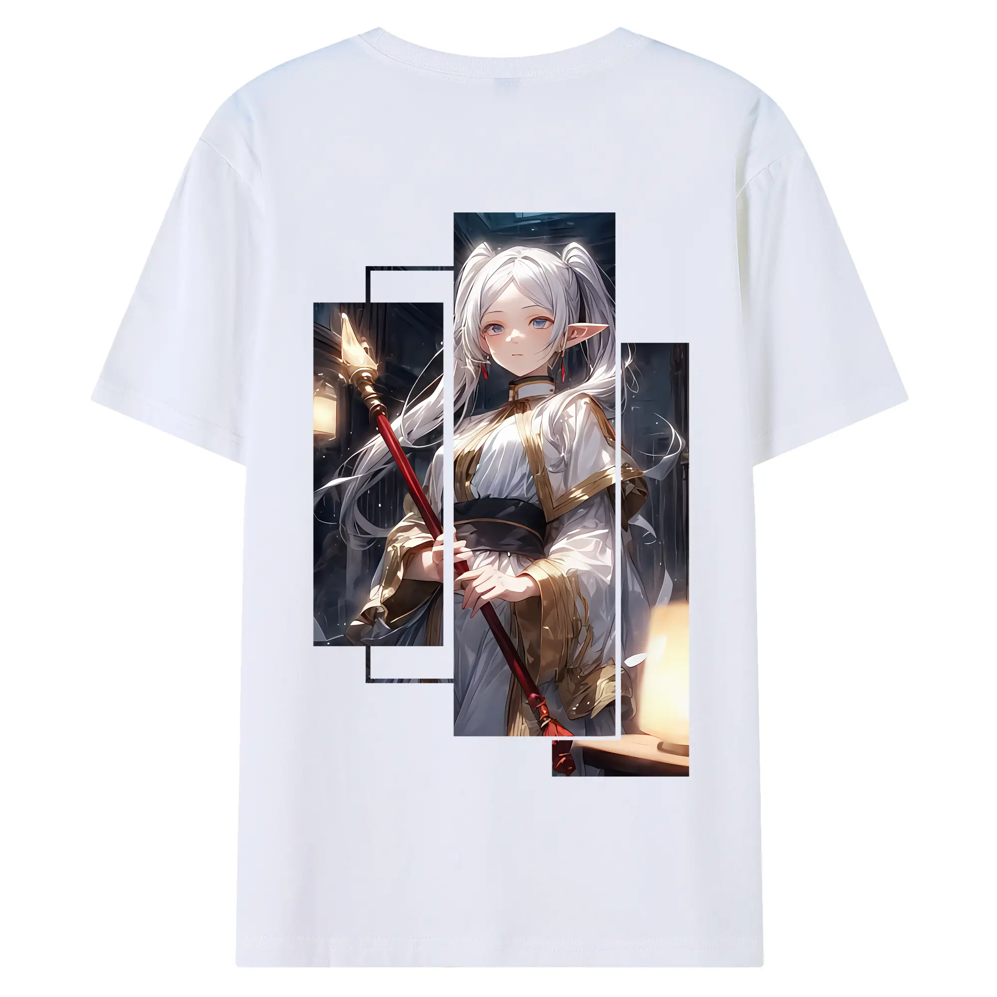 葬送のフリーレン（Frieren） グッズ,フリーレン（Frieren） - 綿100％ 半袖Tシャツ ・ バックプリント ・ 快適 通気性 ・ 日常使い 散歩 スポーツ用