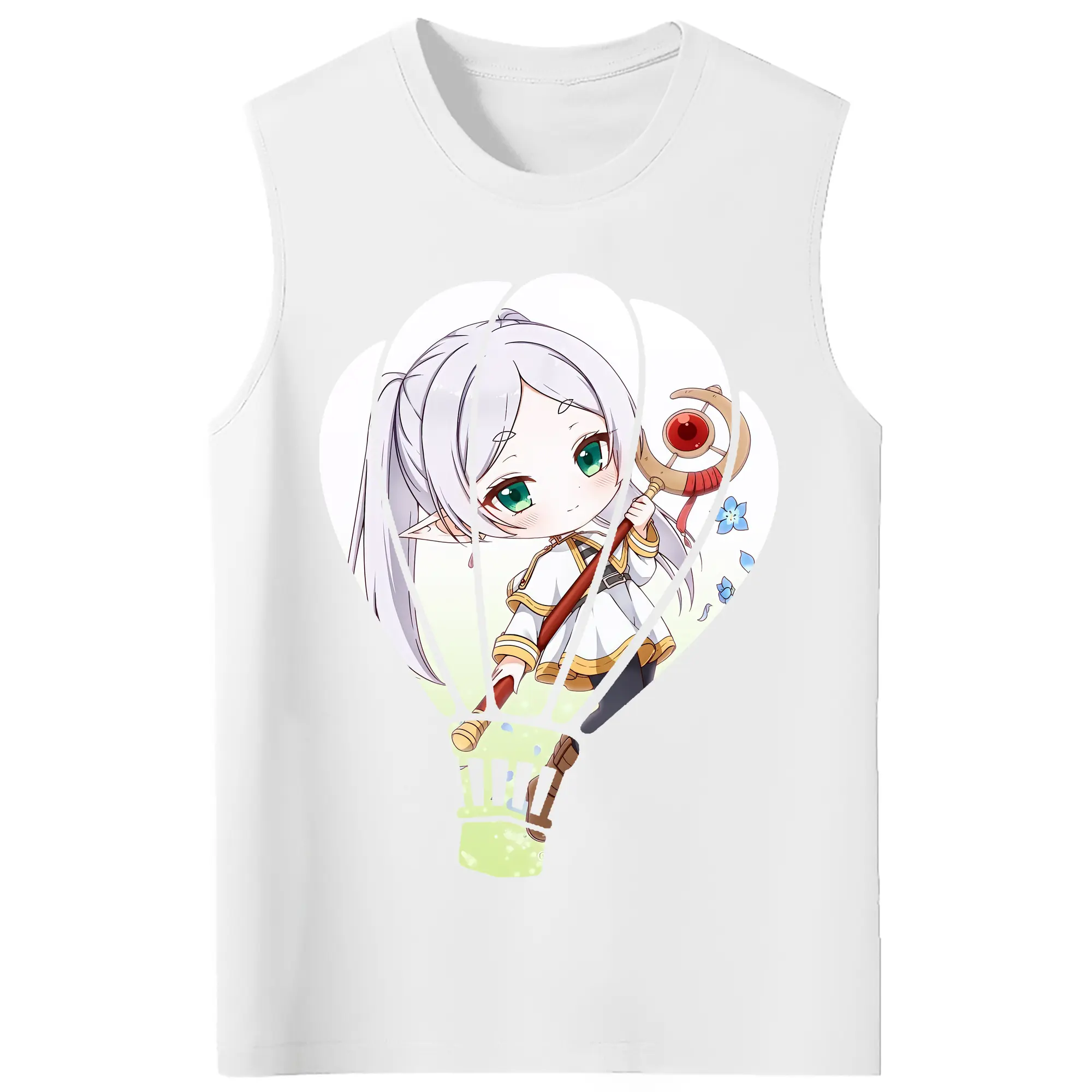葬送のフリーレン（Frieren） グッズ,フリーレン（Frieren） - コットン100％ タンクトップ ・ フロントプリント ・ タイトフィット ・ 快適 通気性 ・ スポーツ カジュアル 散歩用