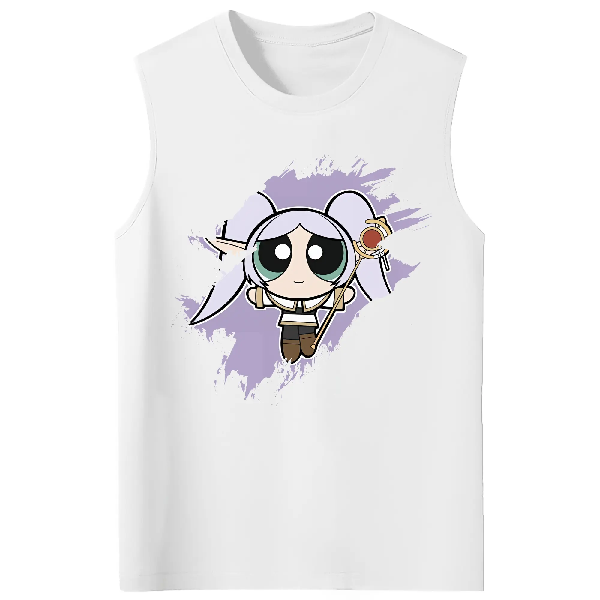 葬送のフリーレン（Frieren） グッズ,フリーレン（Frieren） - コットン100％ タンクトップ ・ フロントプリント ・ タイトフィット ・ 快適 通気性 ・ スポーツ カジュアル 散歩用