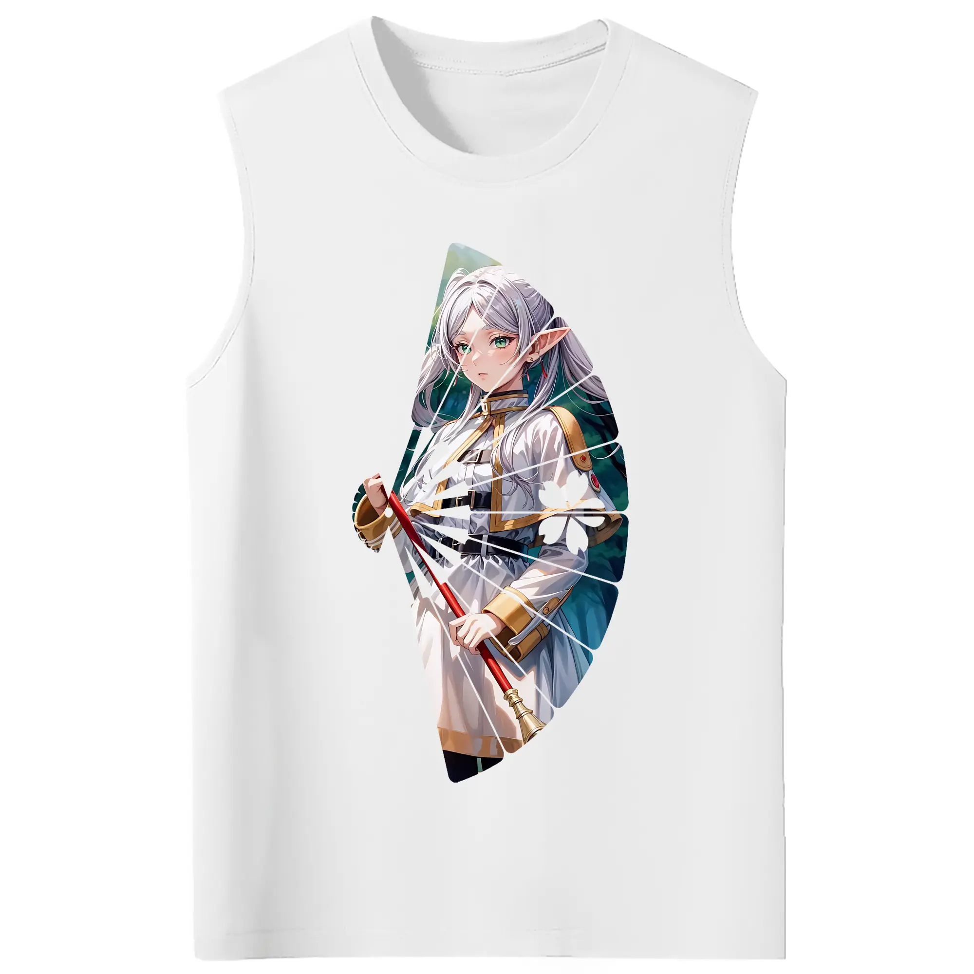 葬送のフリーレン（Frieren） グッズ,フリーレン（Frieren） - コットン100％ タンクトップ ・ フロントプリント ・ タイトフィット ・ 快適 通気性 ・ スポーツ カジュアル 散歩用