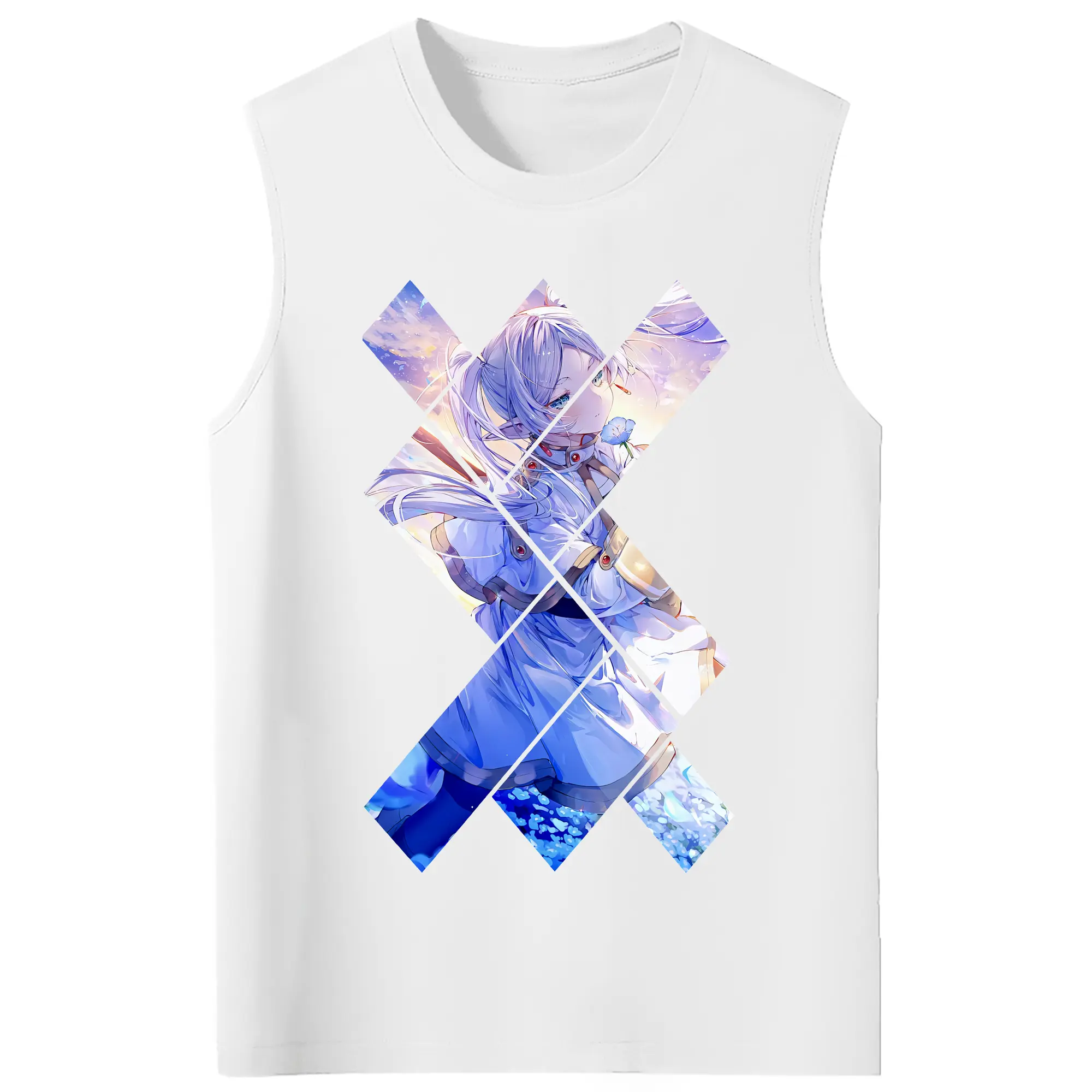 葬送のフリーレン（Frieren） グッズ,フリーレン（Frieren） - コットン100％ タンクトップ ・ フロントプリント ・ タイトフィット ・ 快適 通気性 ・ スポーツ カジュアル 散歩用