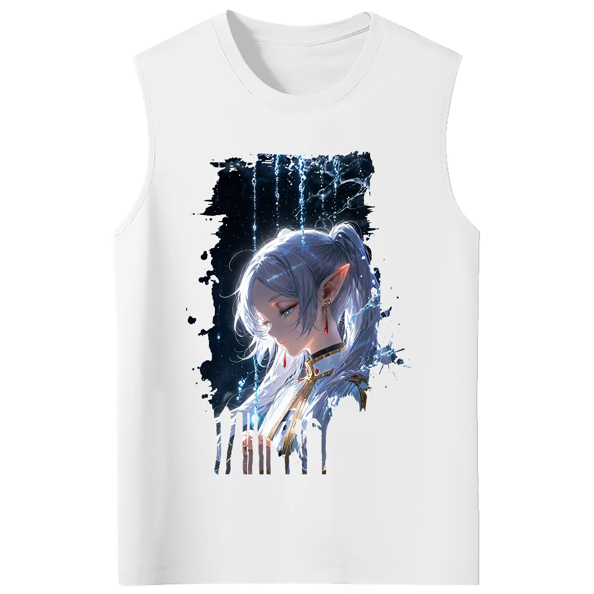 葬送のフリーレン（Frieren） グッズ,フリーレン（Frieren） - コットン100％ タンクトップ ・ フロントプリント ・ タイトフィット ・ 快適 通気性 ・ スポーツ カジュアル 散歩用