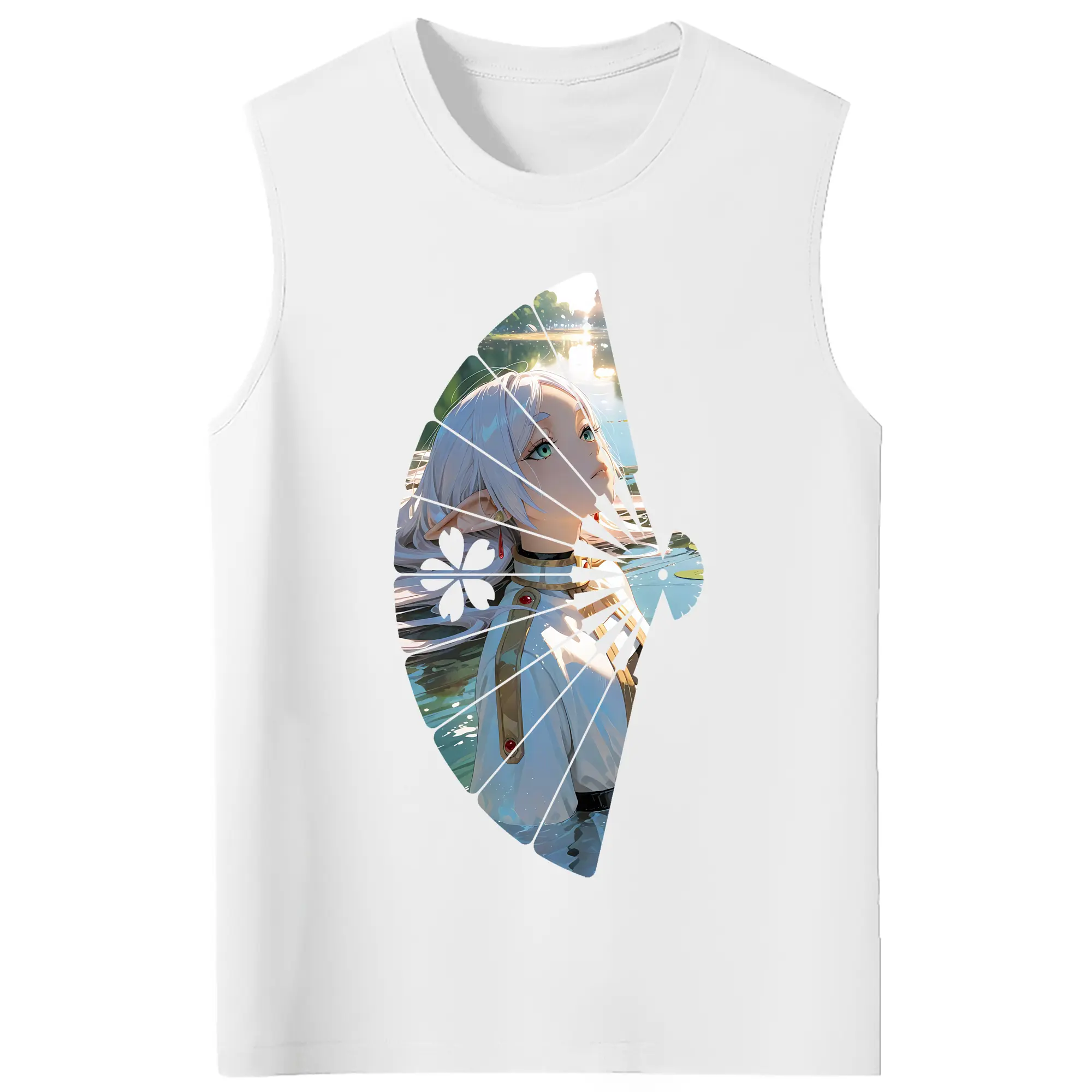 葬送のフリーレン（Frieren） グッズ,フリーレン（Frieren） - コットン100％ タンクトップ ・ フロントプリント ・ タイトフィット ・ 快適 通気性 ・ スポーツ カジュアル 散歩用