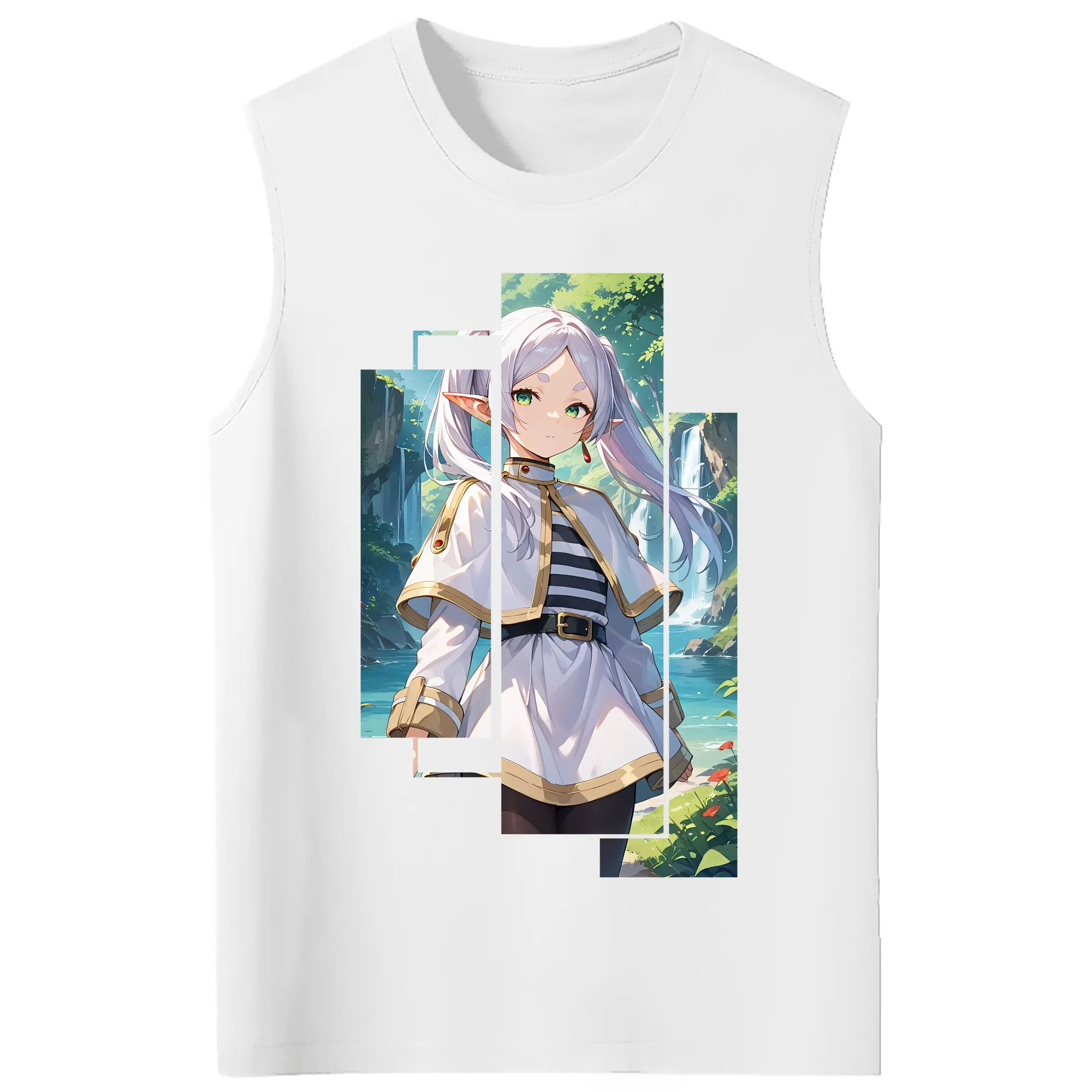 葬送のフリーレン（Frieren） グッズ,フリーレン（Frieren） - コットン100％ タンクトップ ・ フロントプリント ・ タイトフィット ・ 快適 通気性 ・ スポーツ カジュアル 散歩用