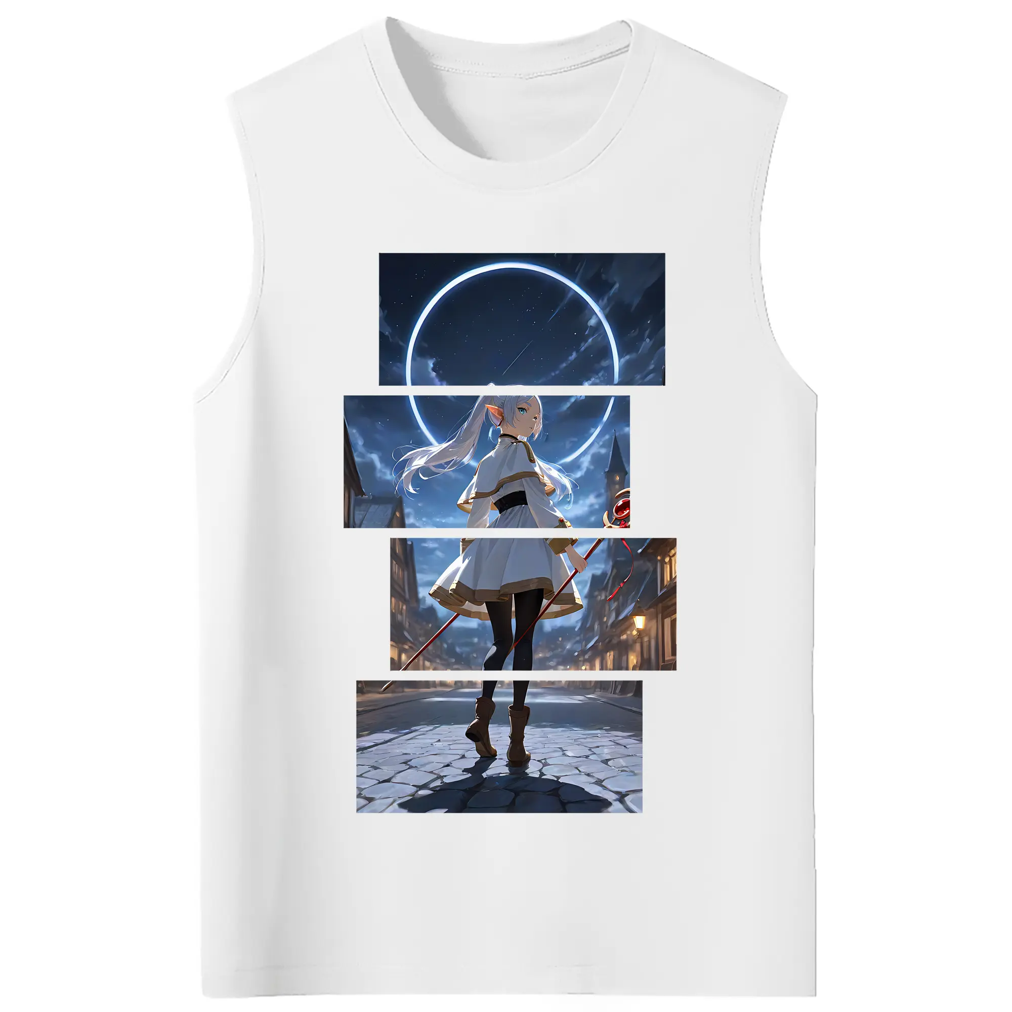 葬送のフリーレン（Frieren） グッズ,フリーレン（Frieren） - コットン100％ タンクトップ ・ フロントプリント ・ タイトフィット ・ 快適 通気性 ・ スポーツ カジュアル 散歩用